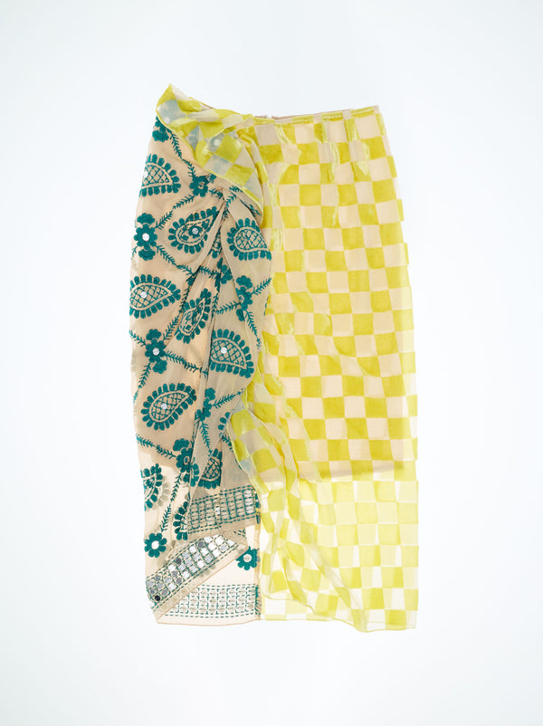 Draped Midi Skirt With Embroidery