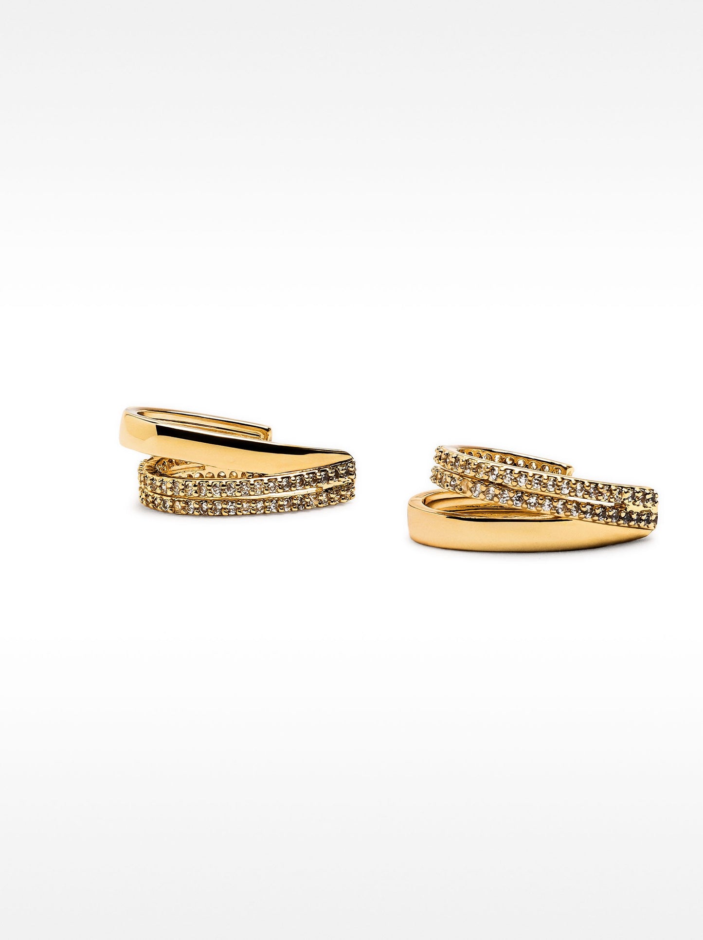 Multi-Hoop Effect Earrings With Zirconia