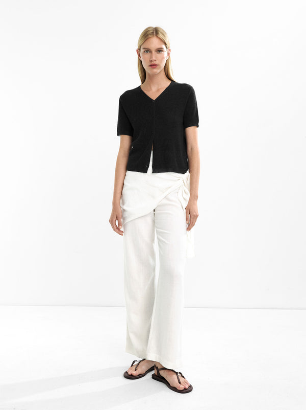 Short-Sleeve Knit Cardigan