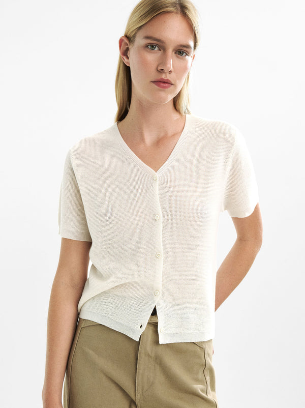 Short-Sleeve Knit Cardigan