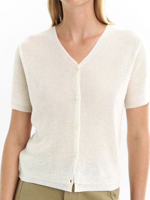 Short-Sleeve Knit Cardigan