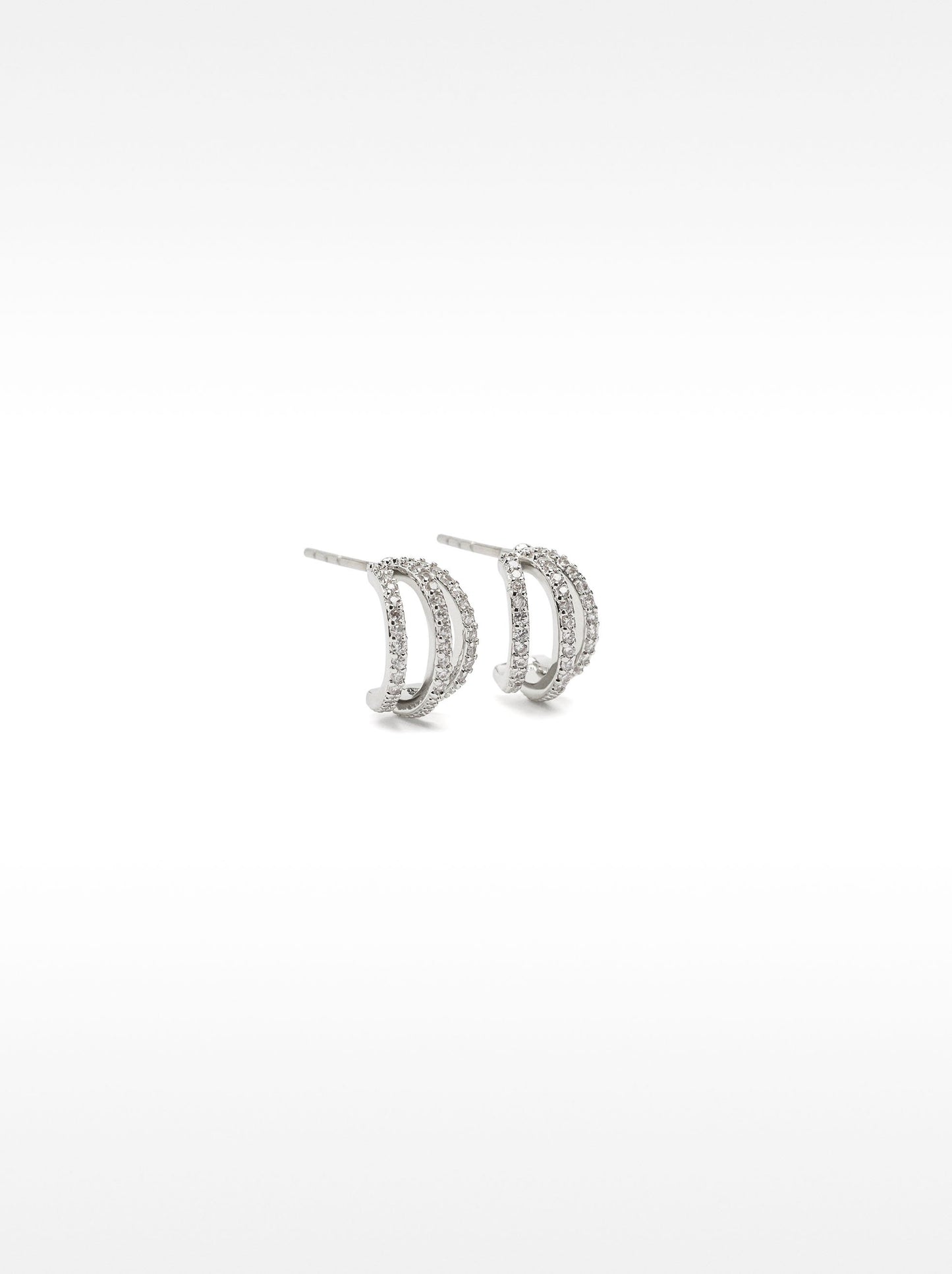 Triple-Effect Earrings With Zirconia