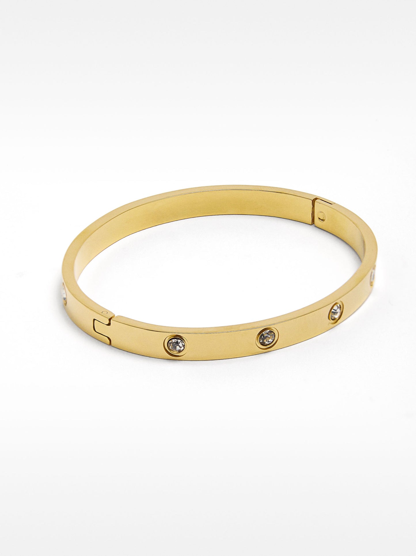 Stainless Steel Rigid Bracelet With Crystals