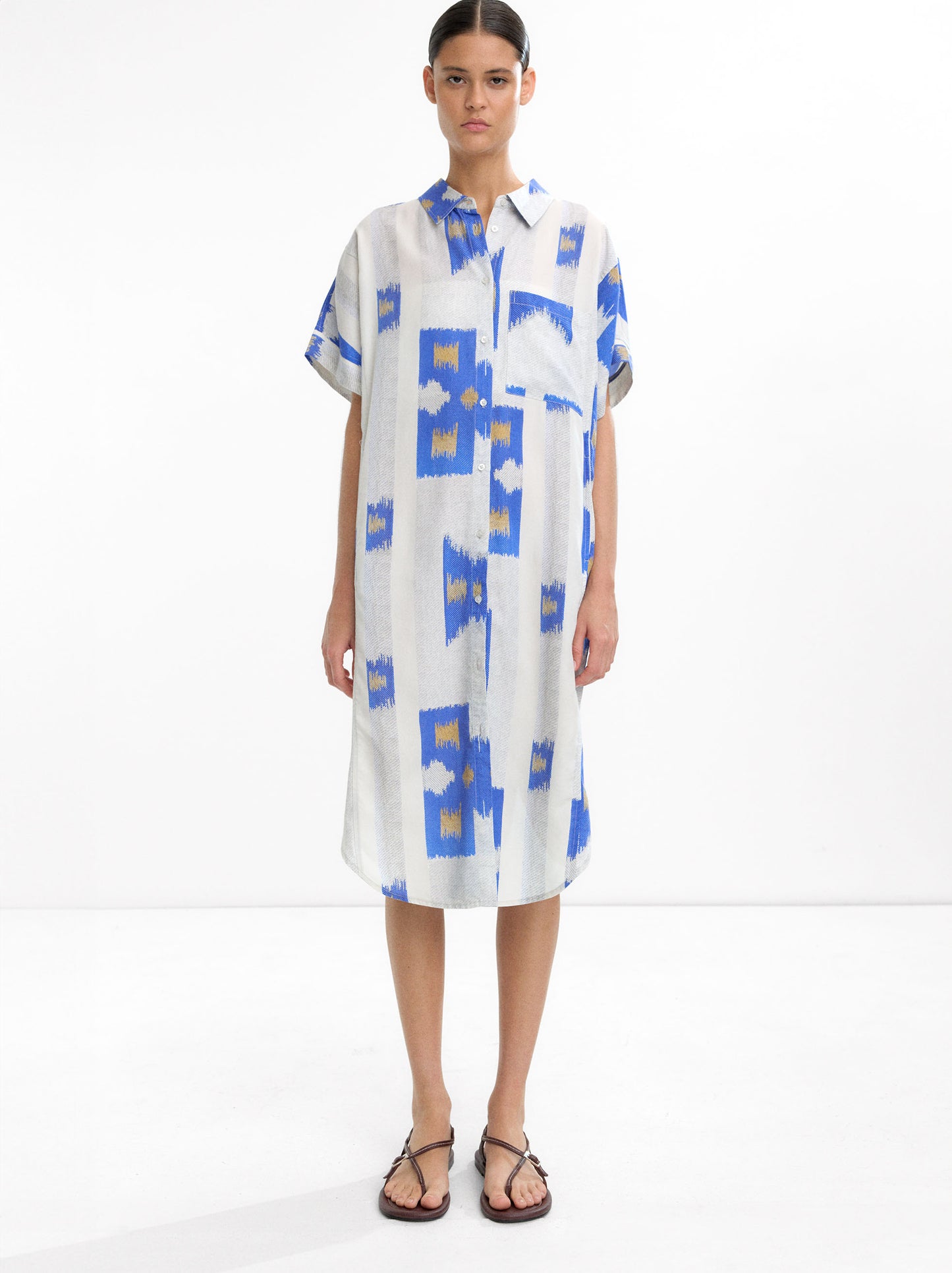 Shirt Dress With Print - 100% Lyocell