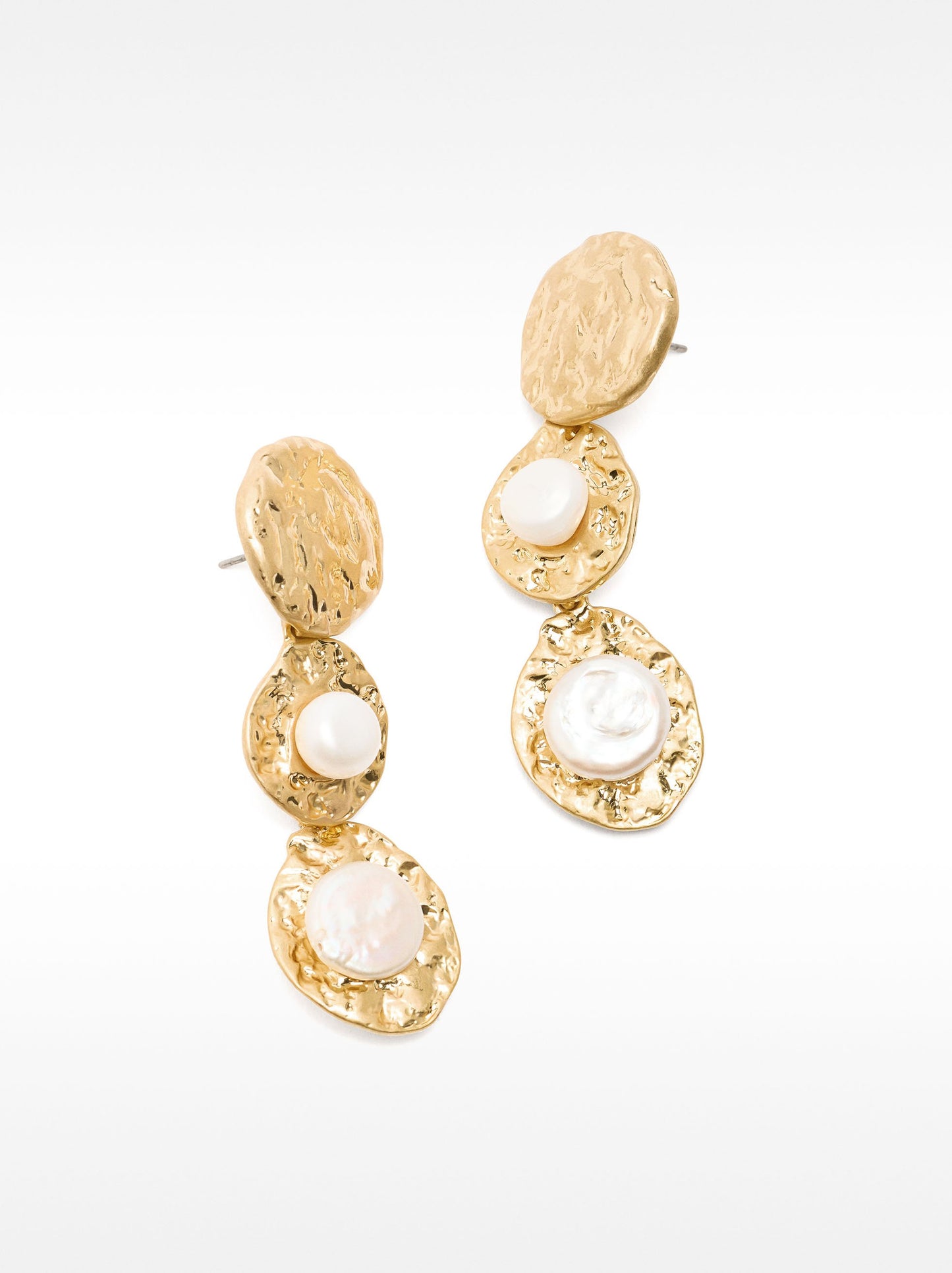 Long Round Earrings With Pearls