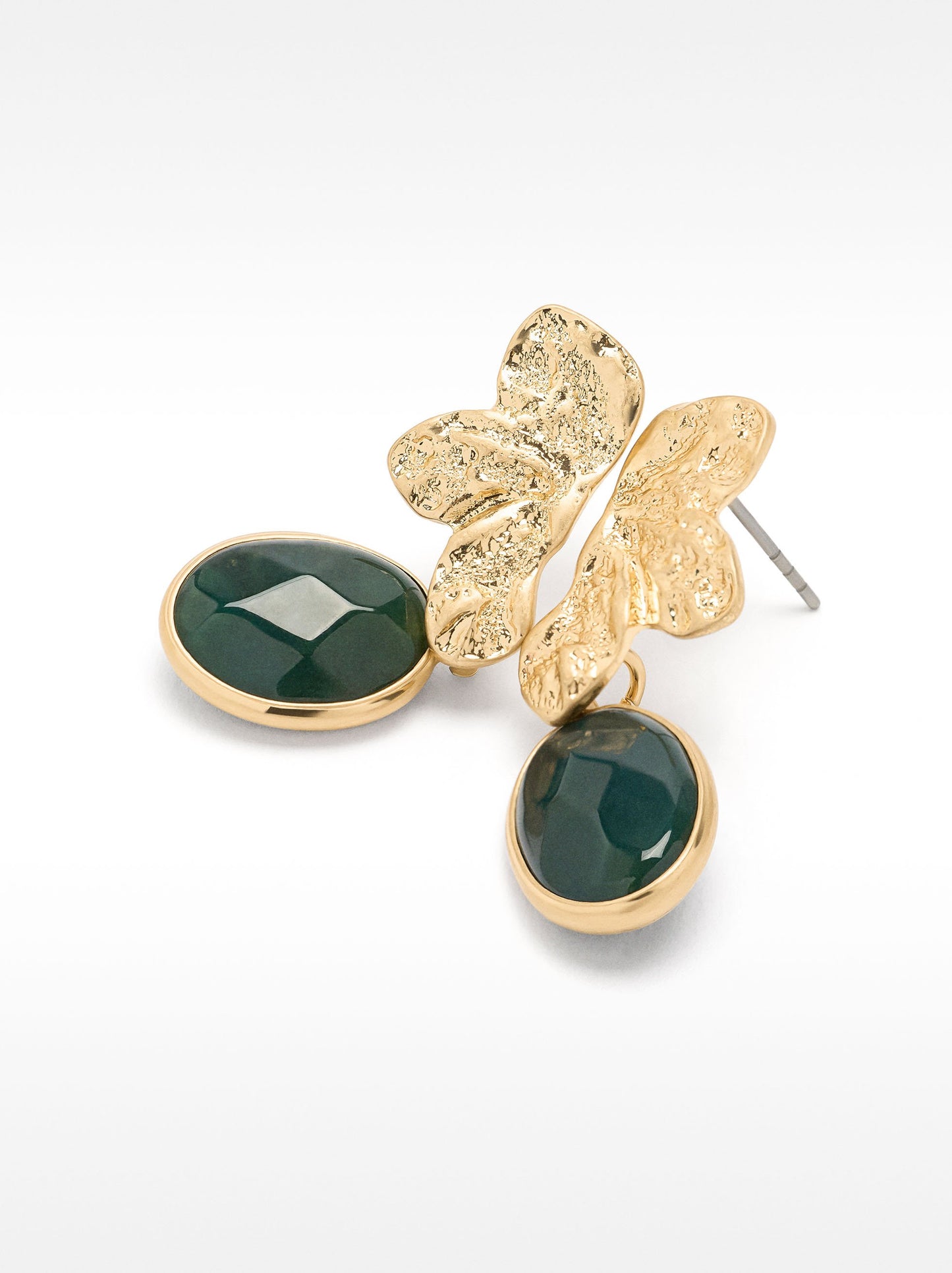 Half-Flower Earrings With Stone