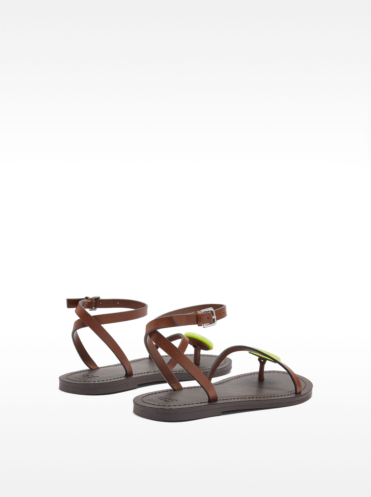 Flat Leather Sandals With Adornment