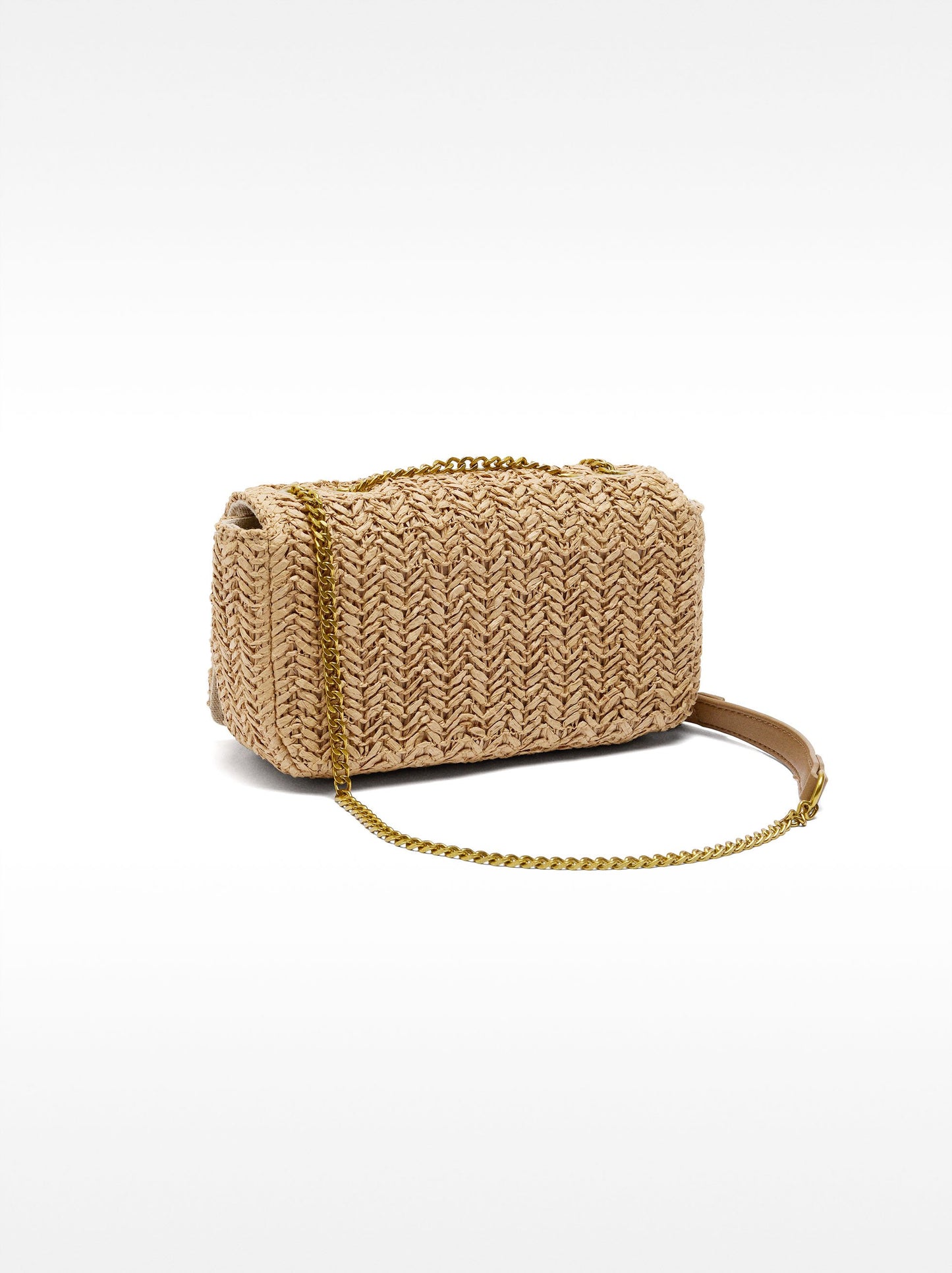 Shoulder Bag With Straw Effect