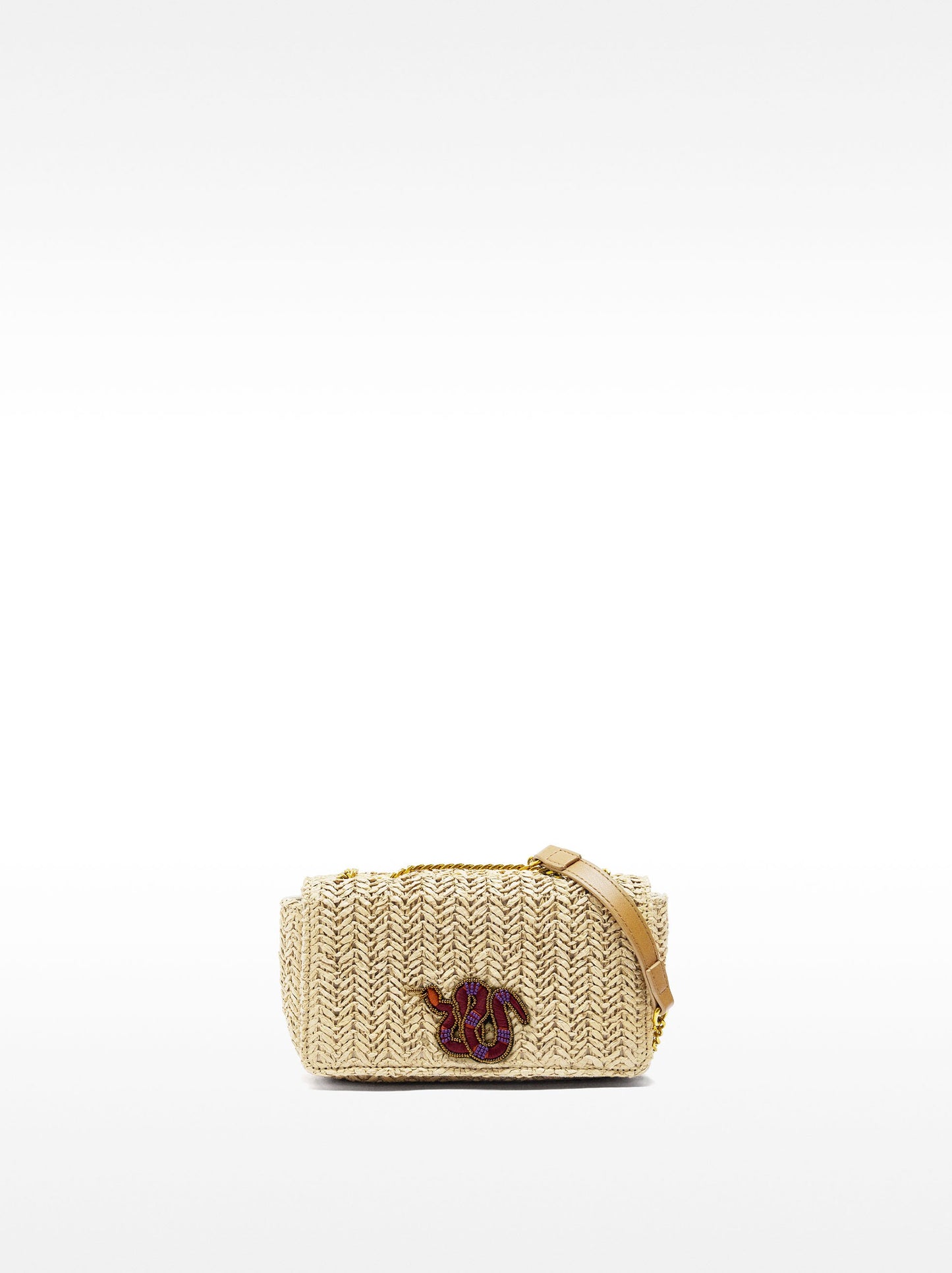 Shoulder Bag With Straw Effect