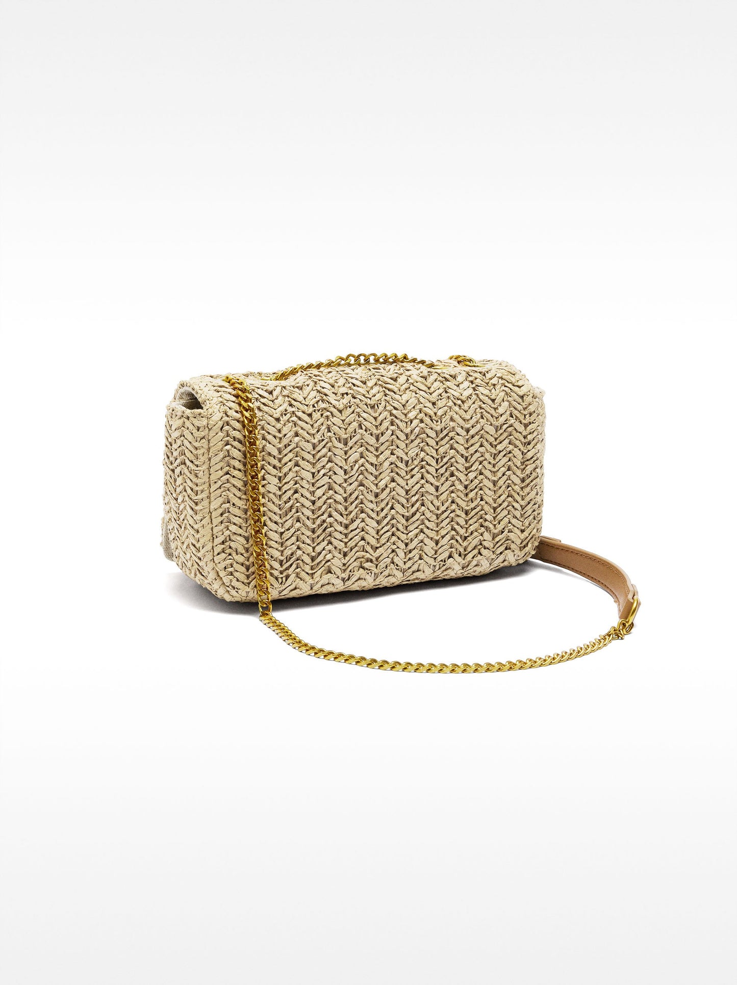 Shoulder Bag With Straw Effect