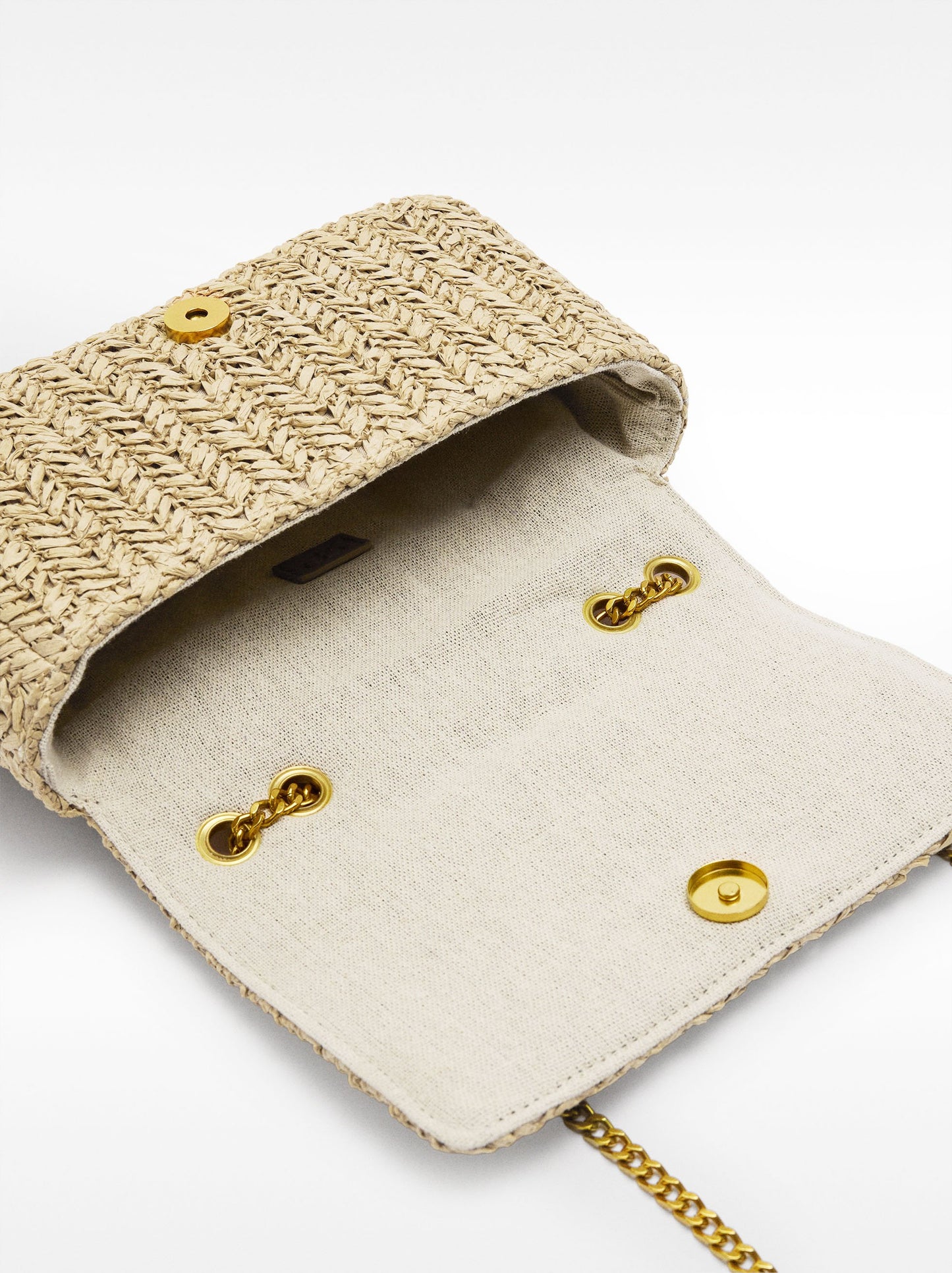 Shoulder Bag With Straw Effect