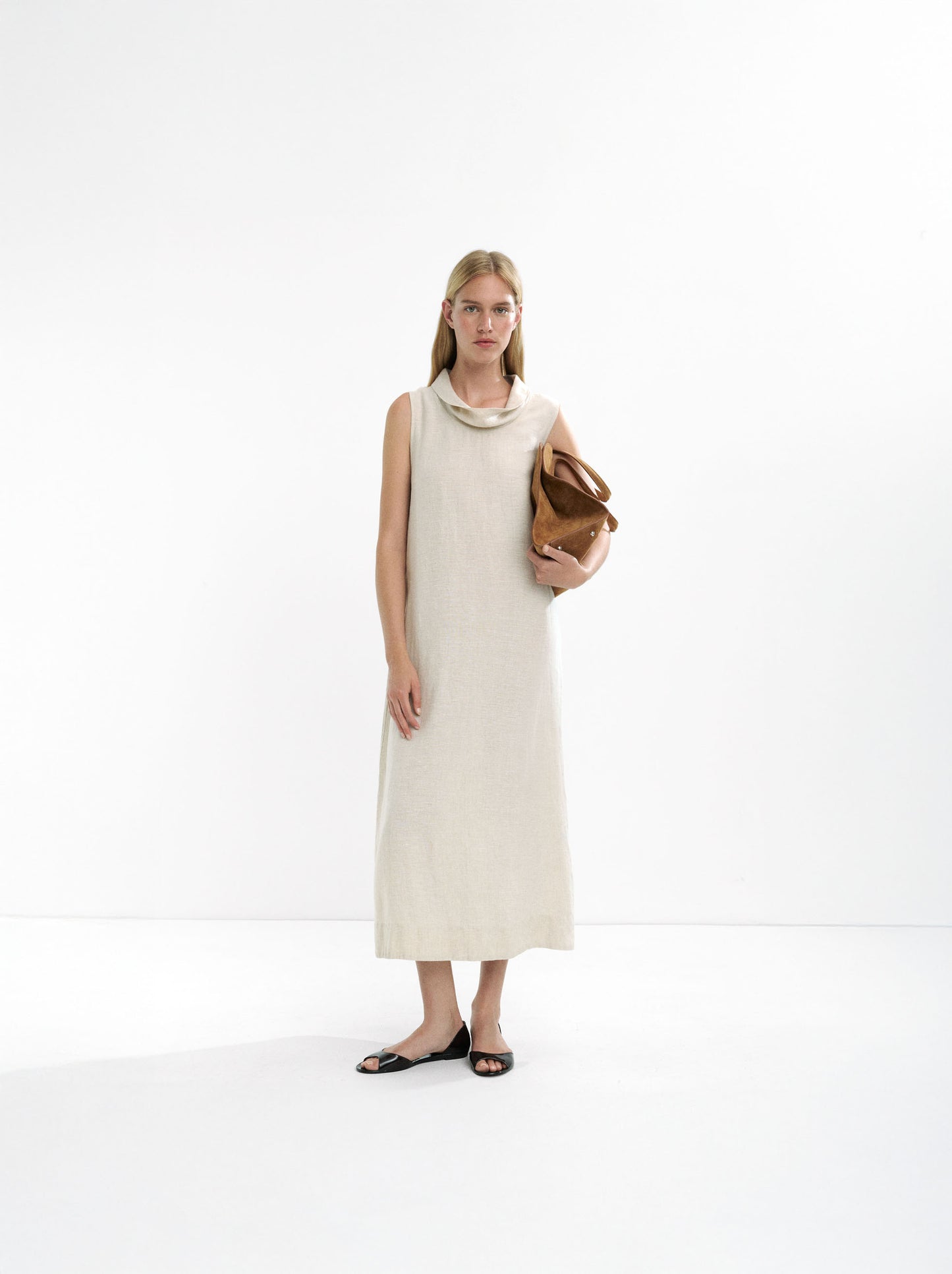 Midi Dress With 100% Linen