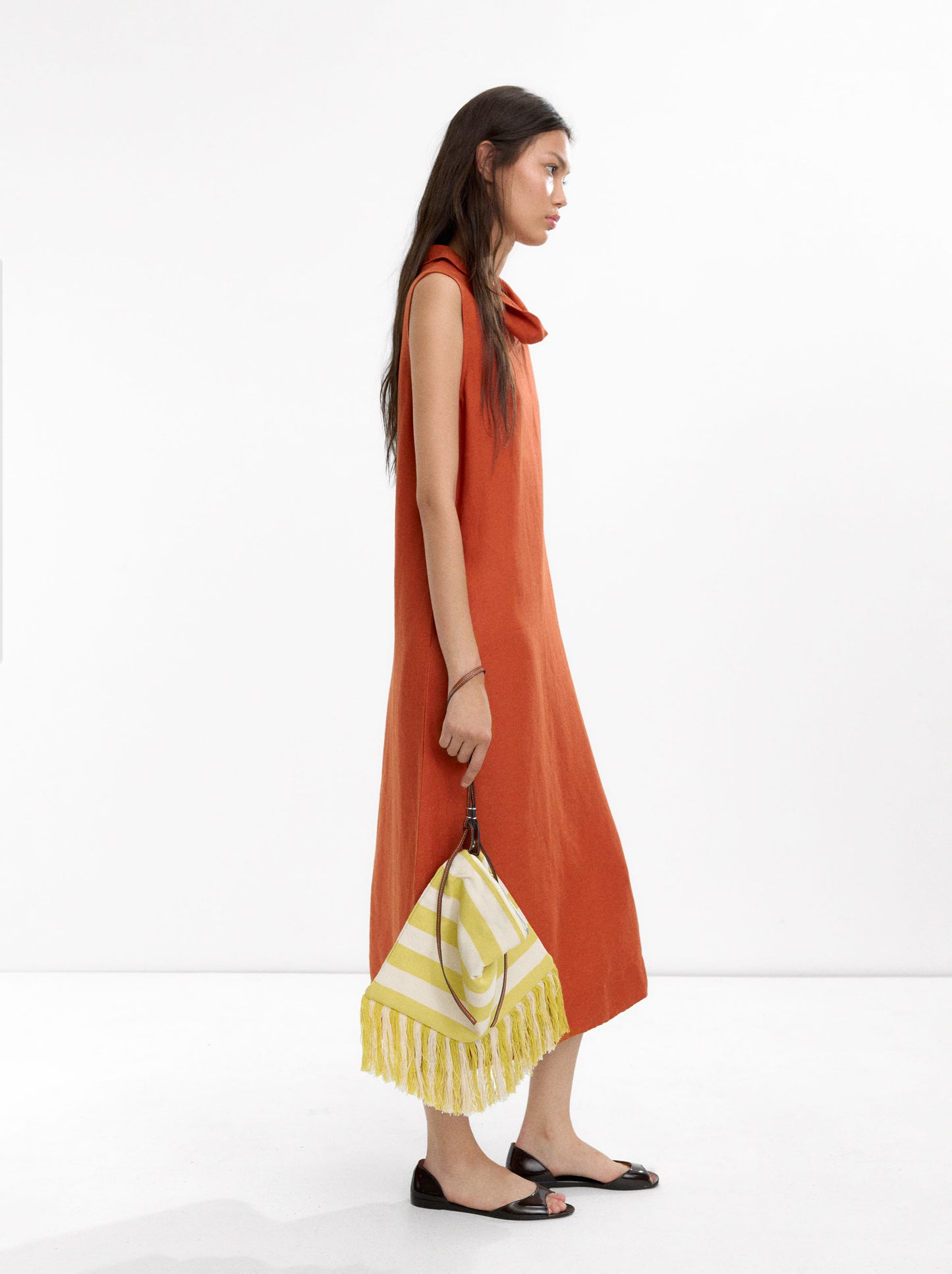 Midi Dress With 100% Linen