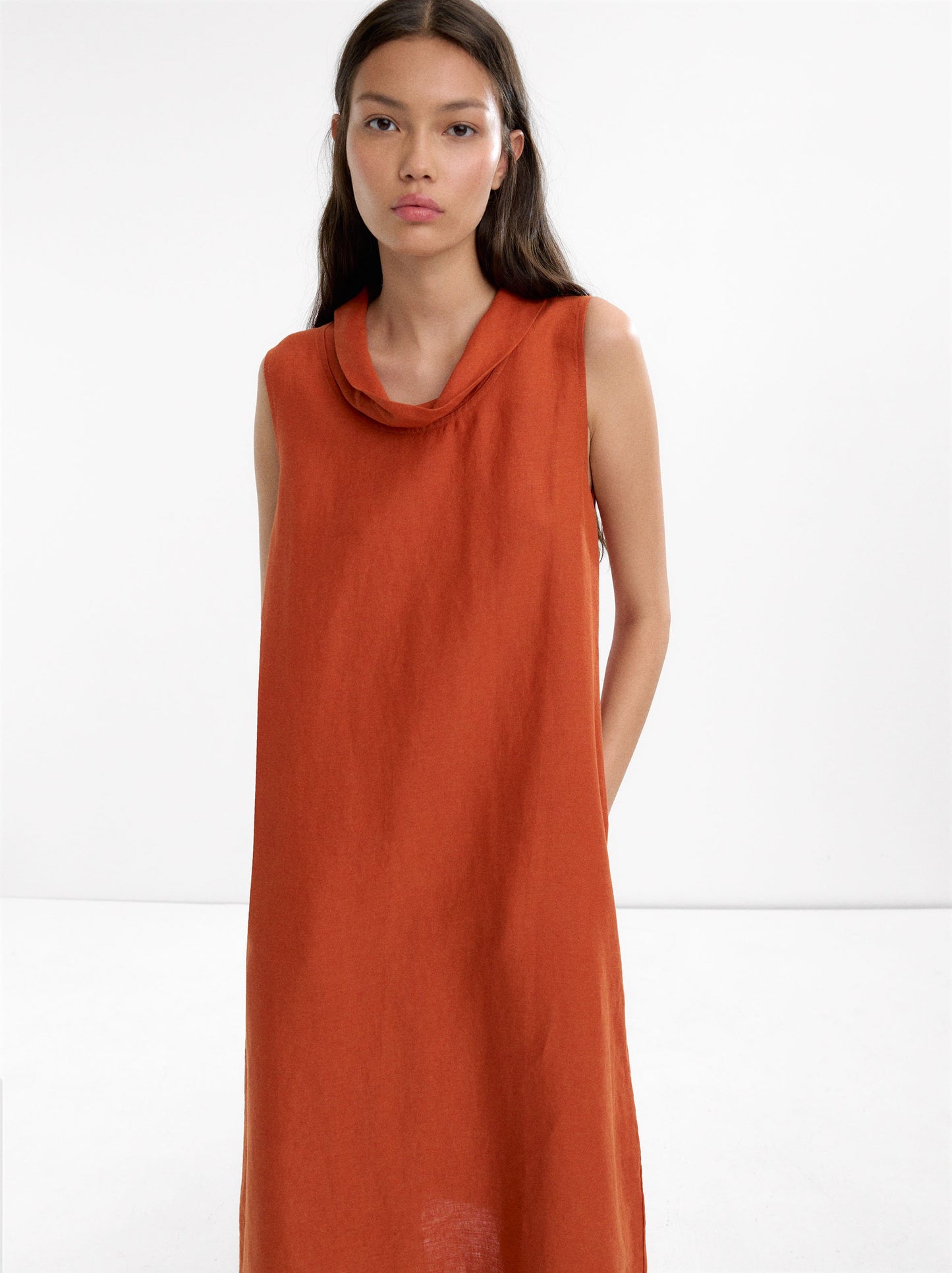 Midi Dress With 100% Linen