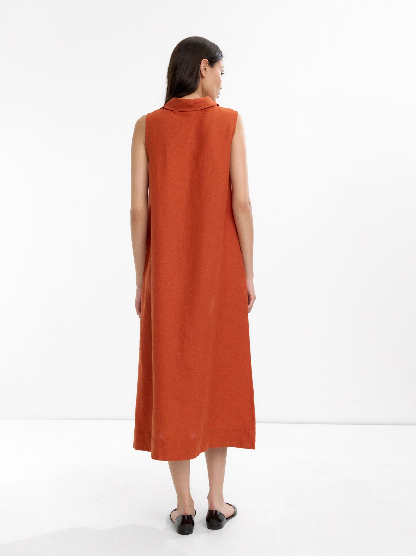 Midi Dress With 100% Linen