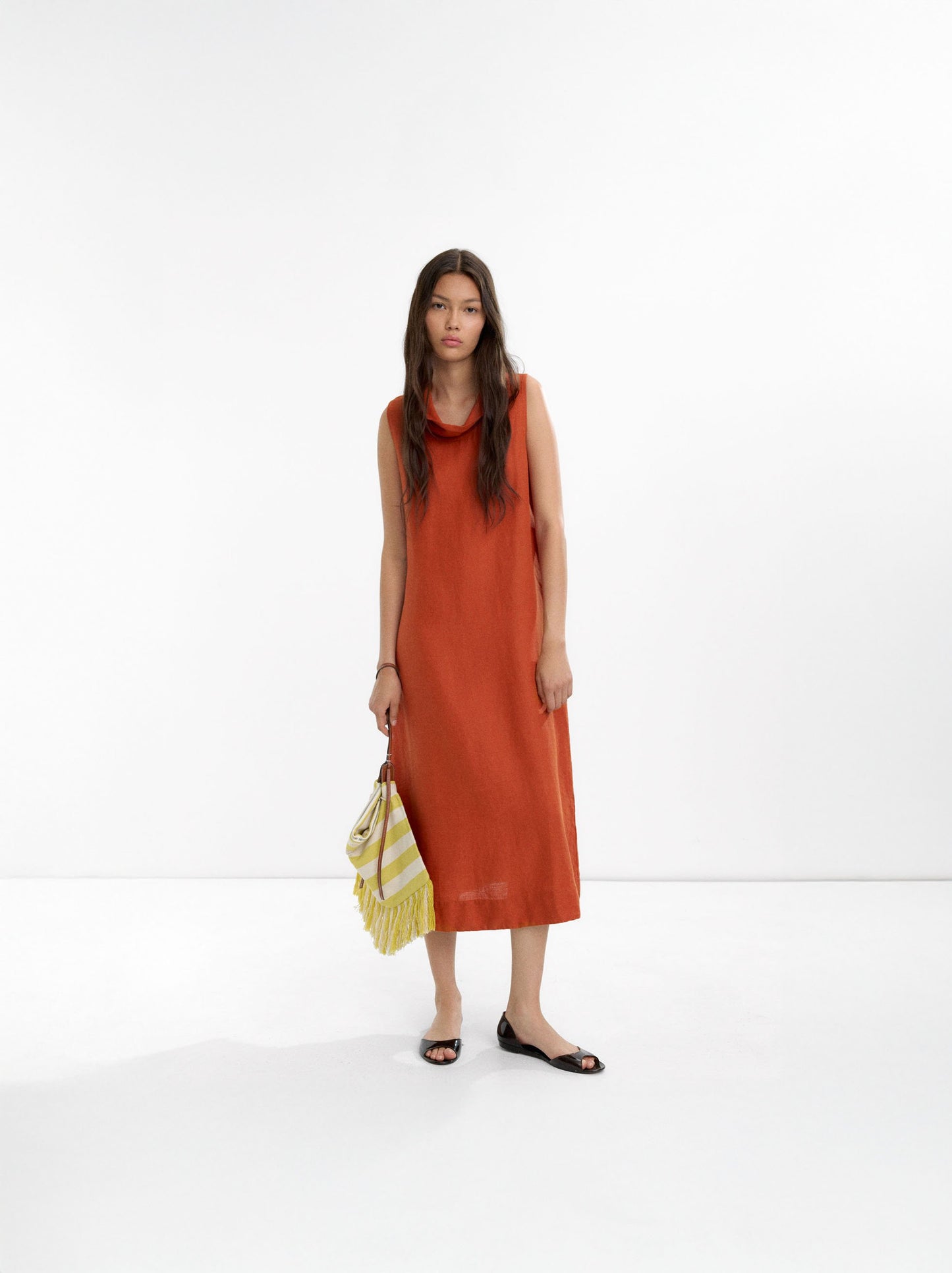 Midi Dress With 100% Linen