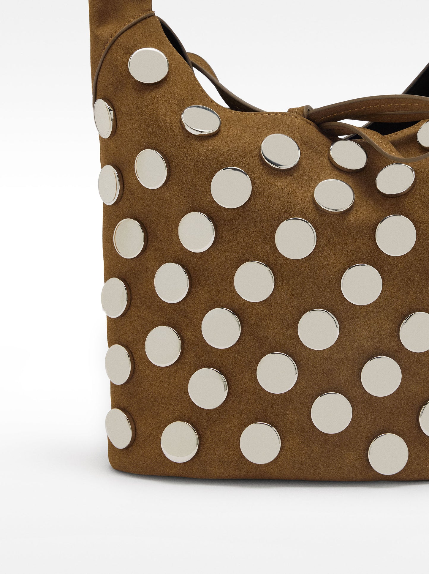 Faux Leather Studded Shoulder Bag
