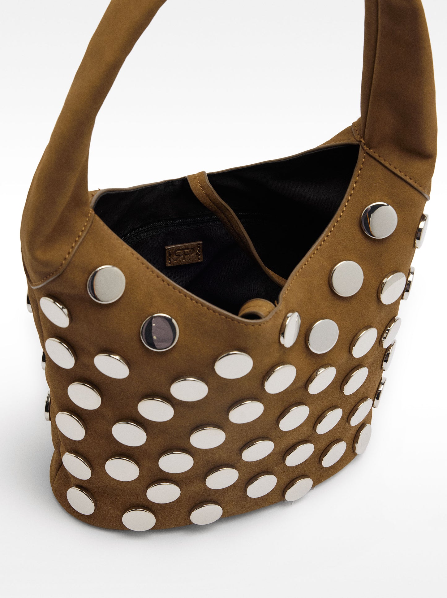 Faux Leather Studded Shoulder Bag