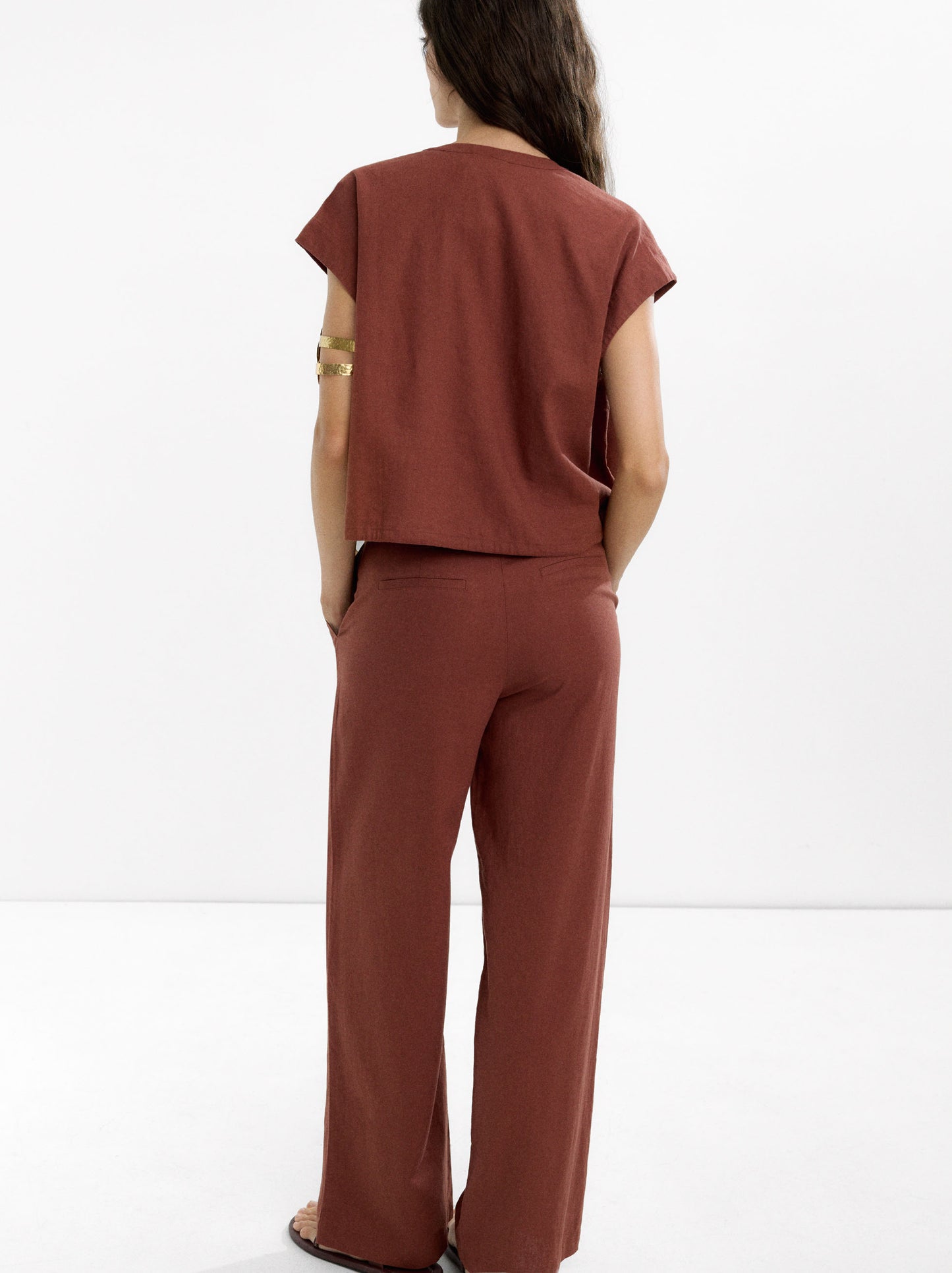 Straight Trousers With Linen