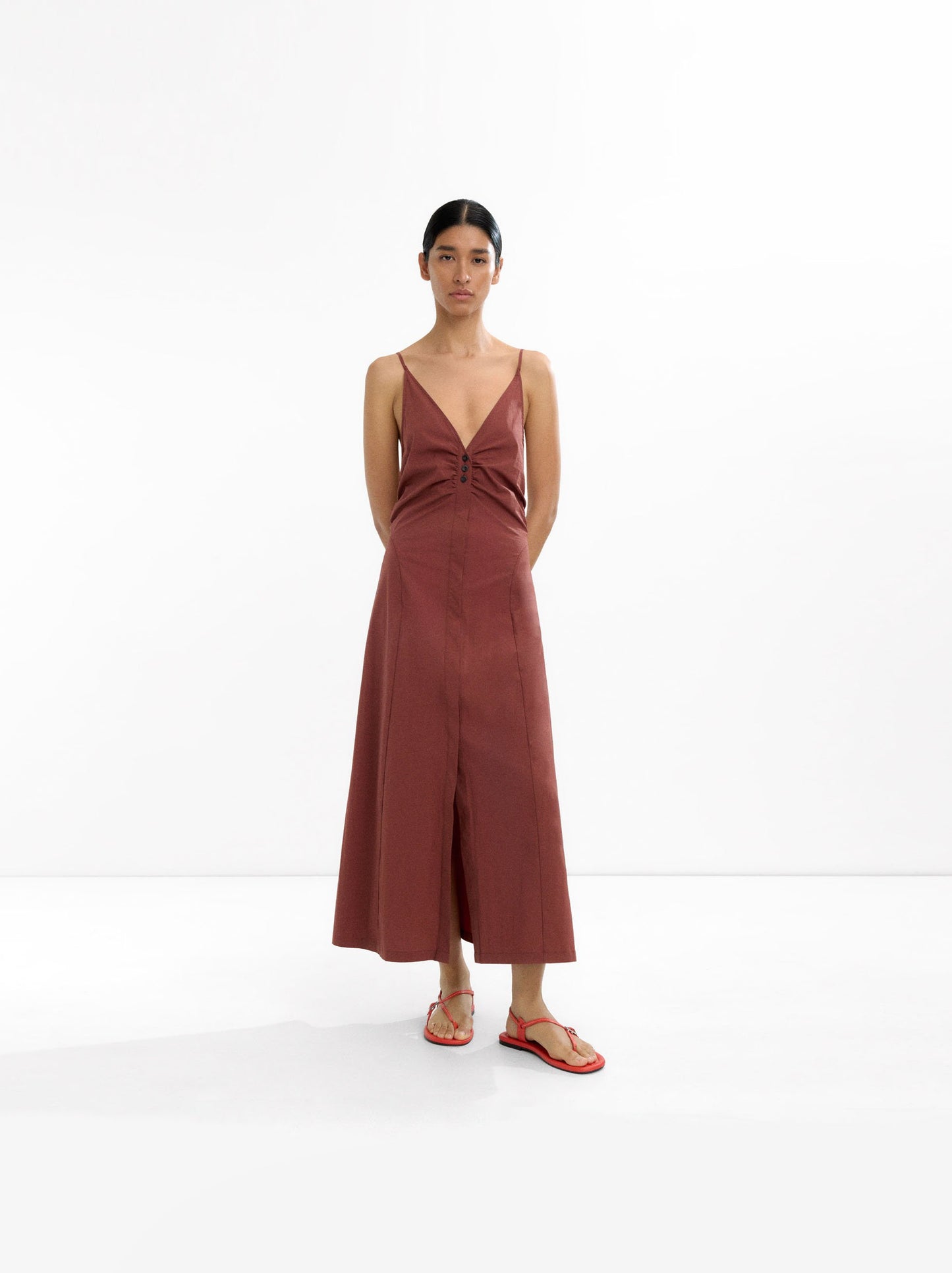 Long Cotton Dress With Straps