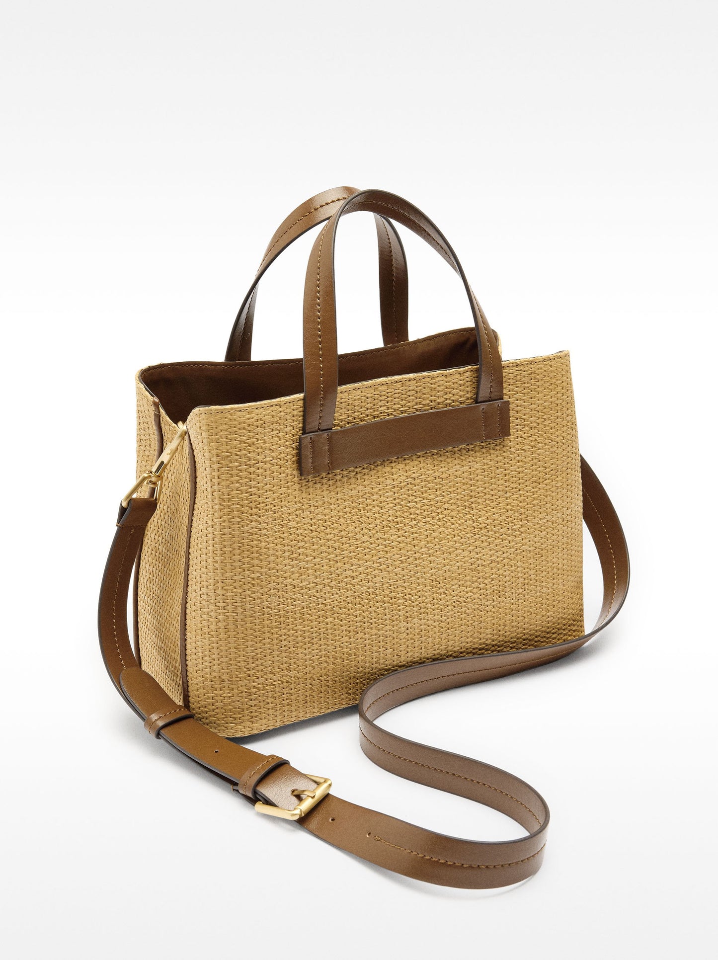 Tote Bag Straw Effect With Strap
