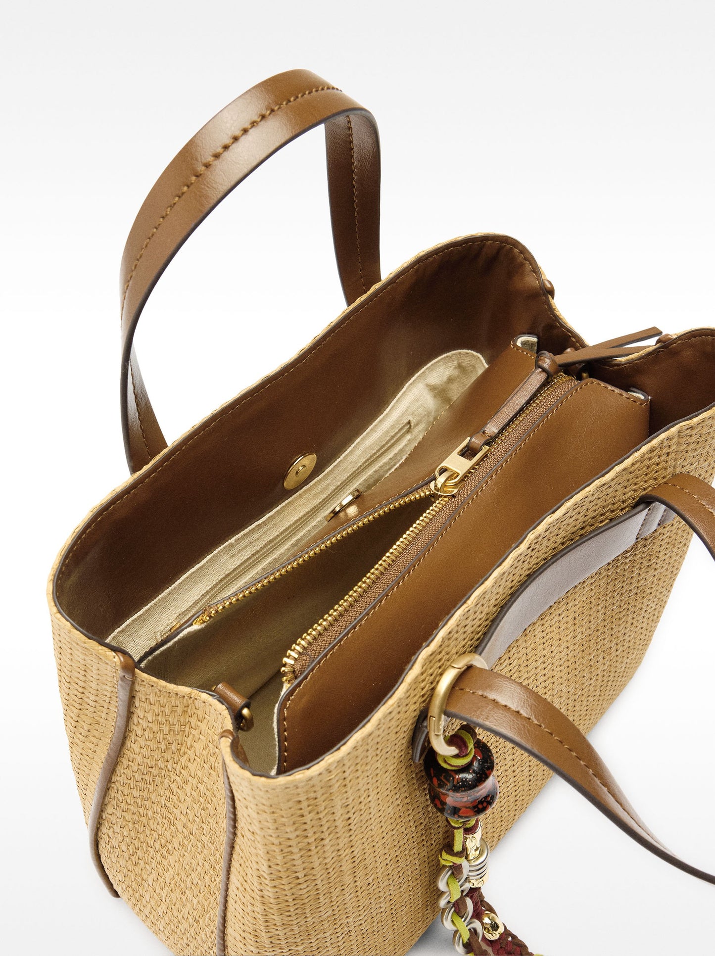 Tote Bag Straw Effect With Strap