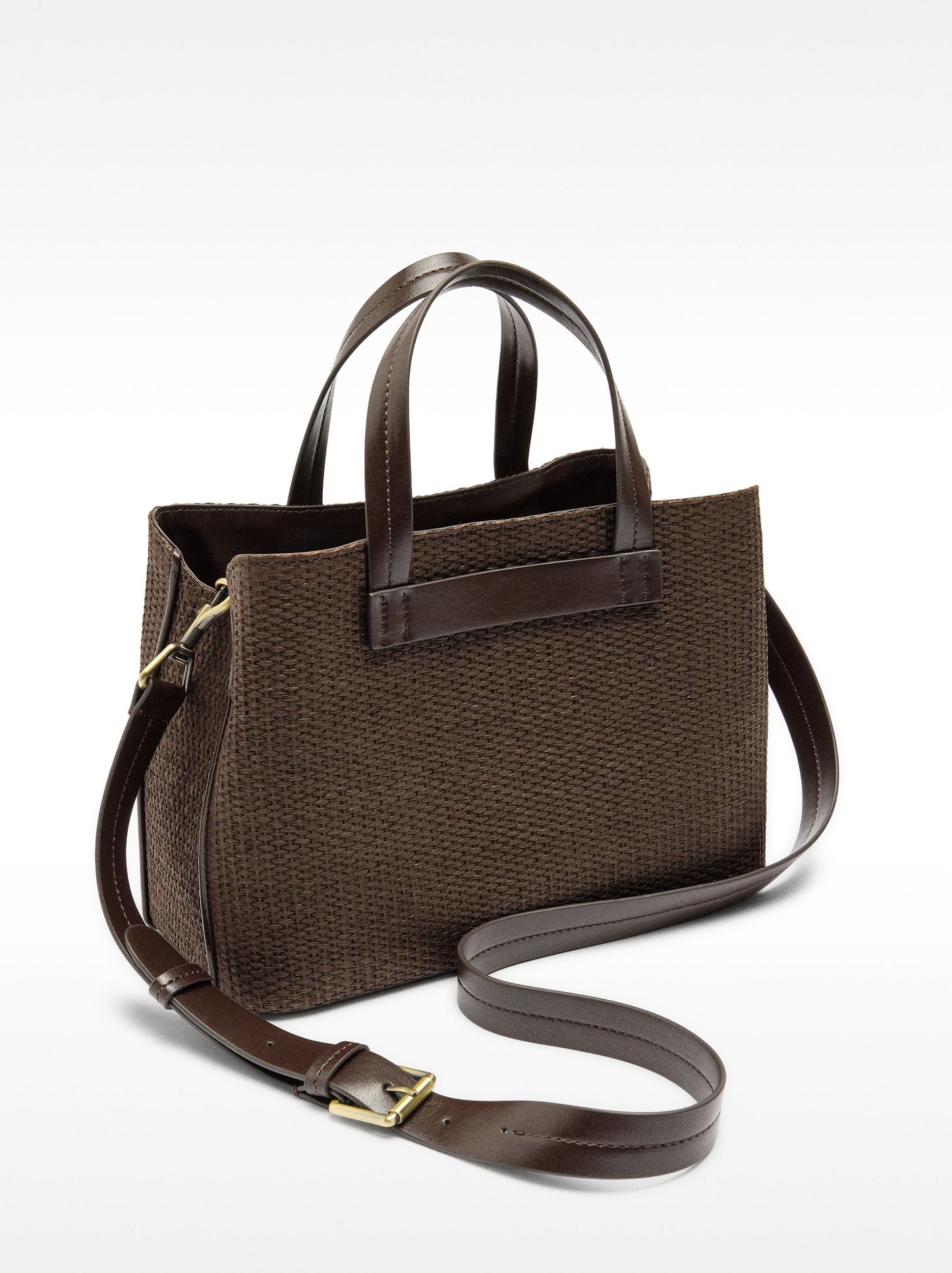 Tote Bag Straw Effect With Strap