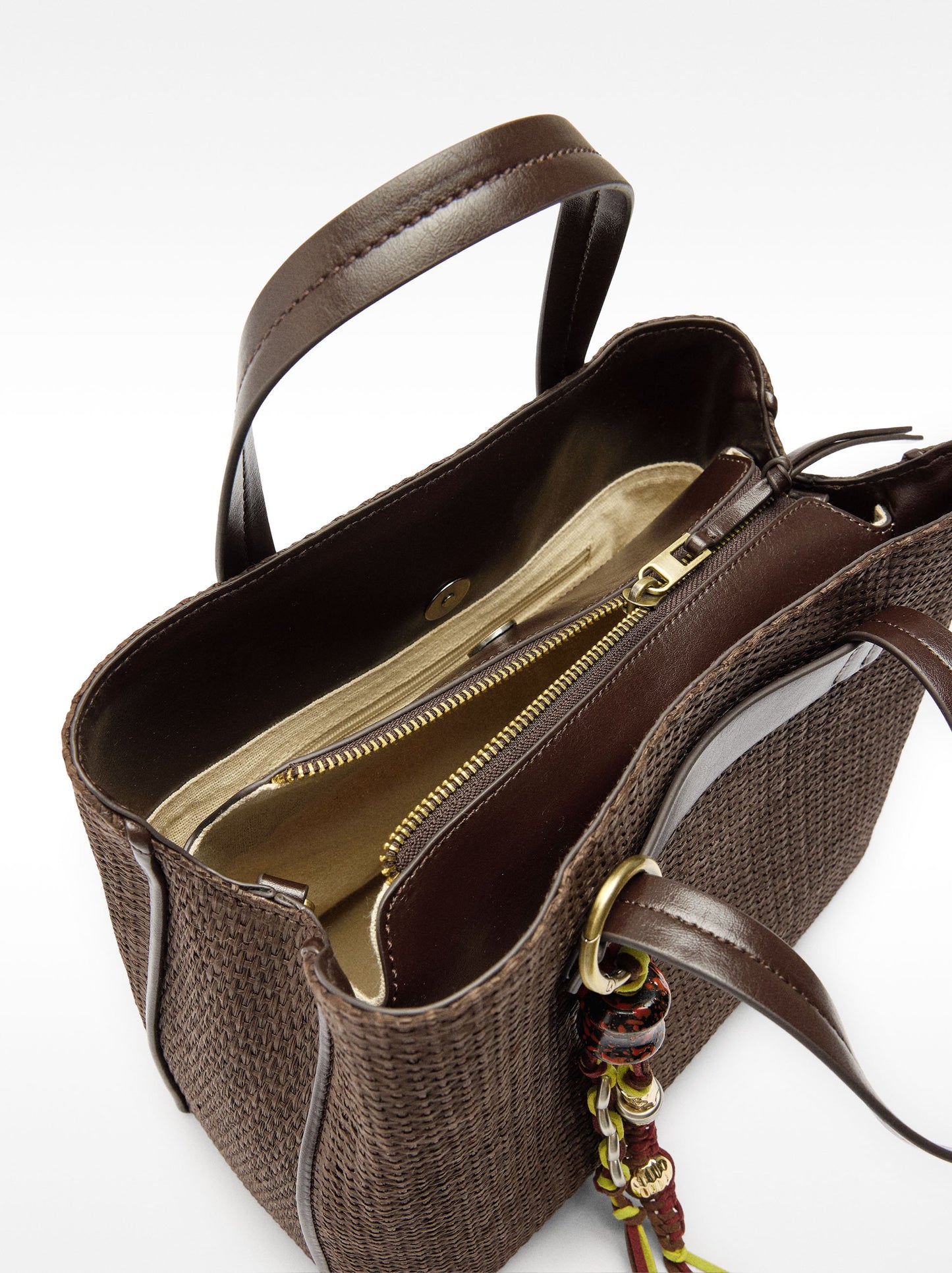 Tote Bag Straw Effect With Strap