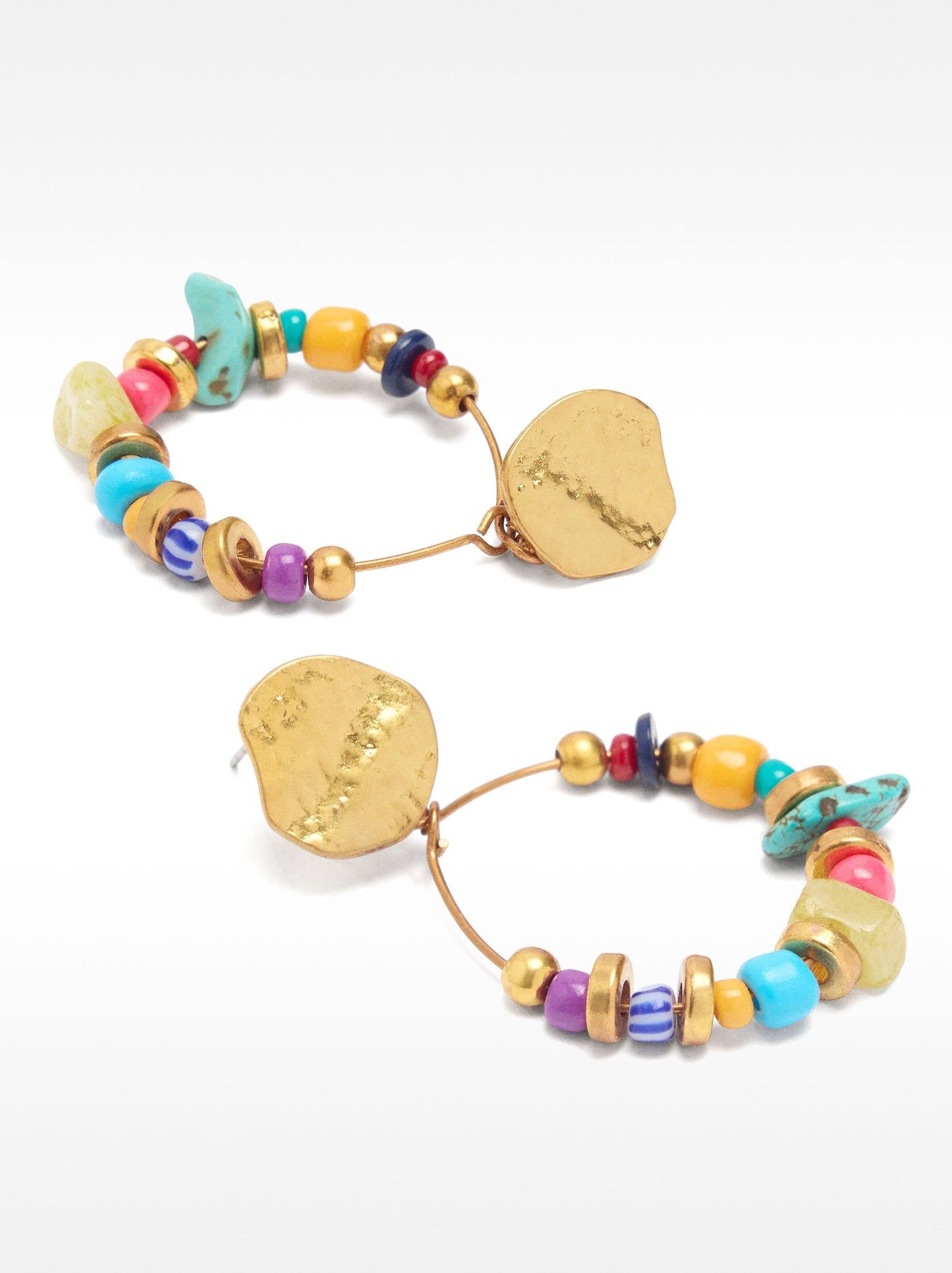 Hoop Earrings With Multicolor Beads