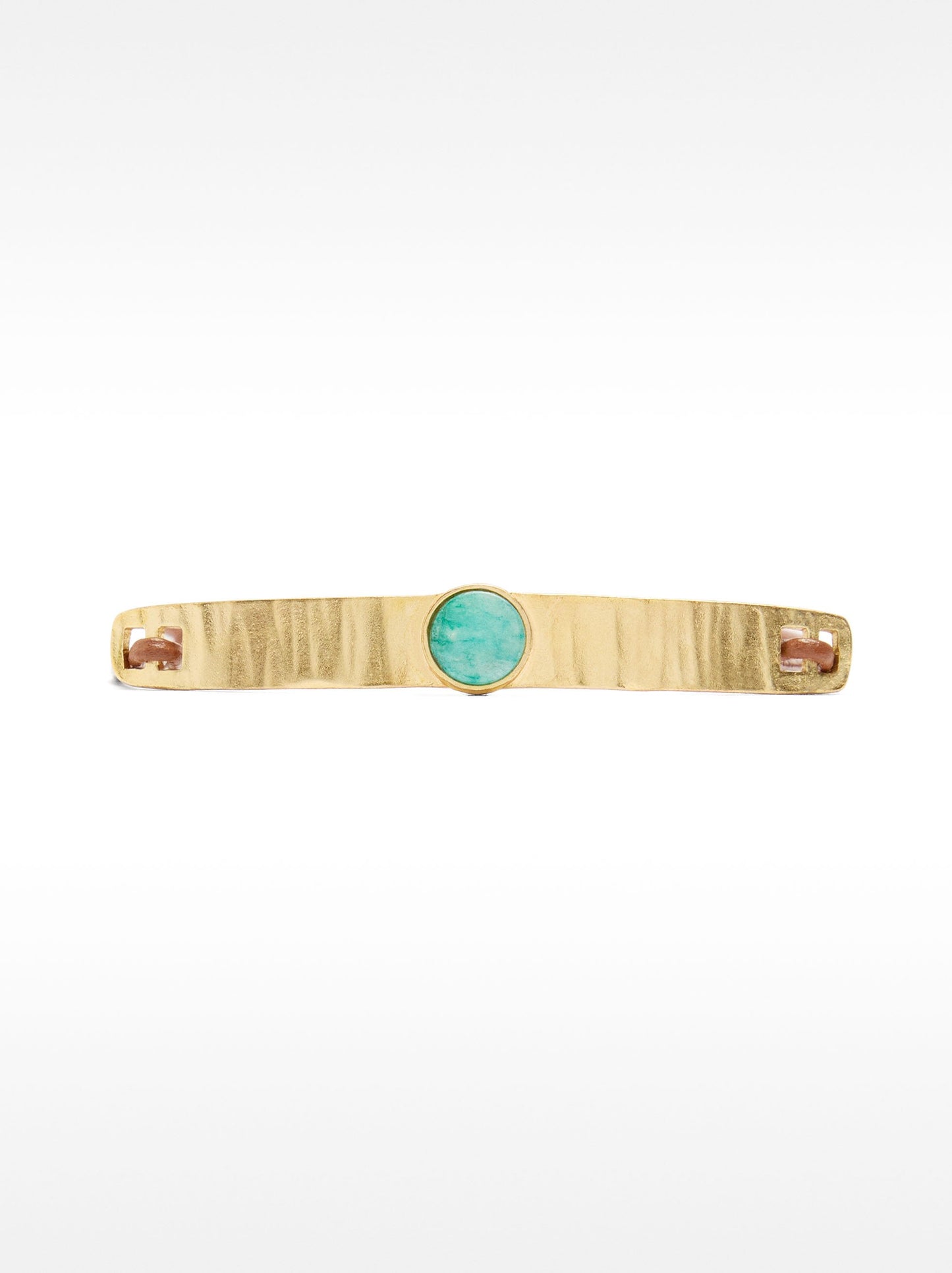 Leather Bracelet With Plate And Stone