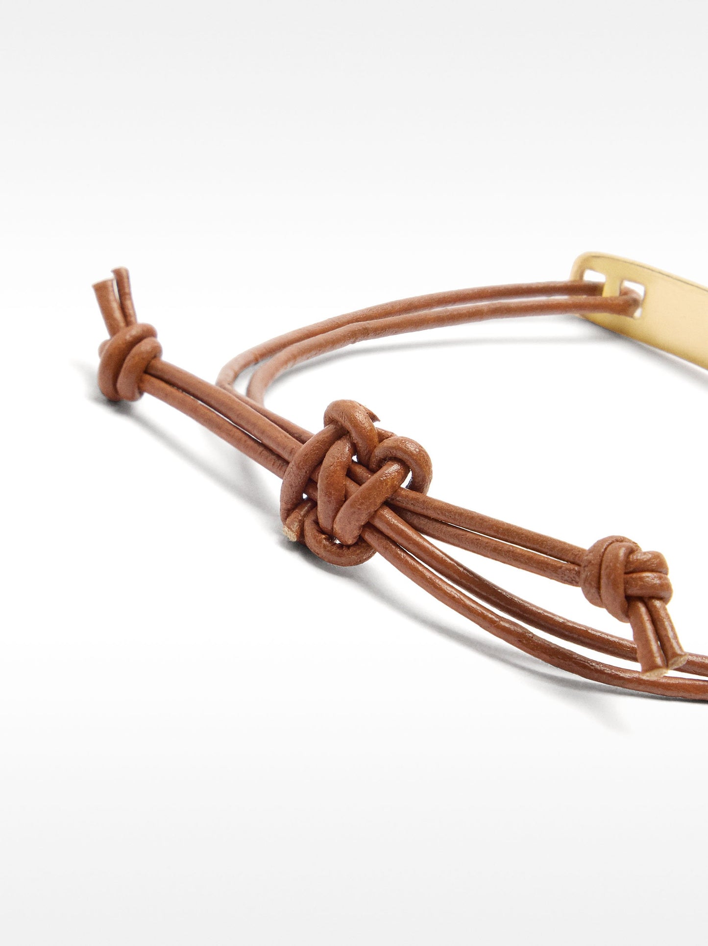 Leather Bracelet With Plate And Stone
