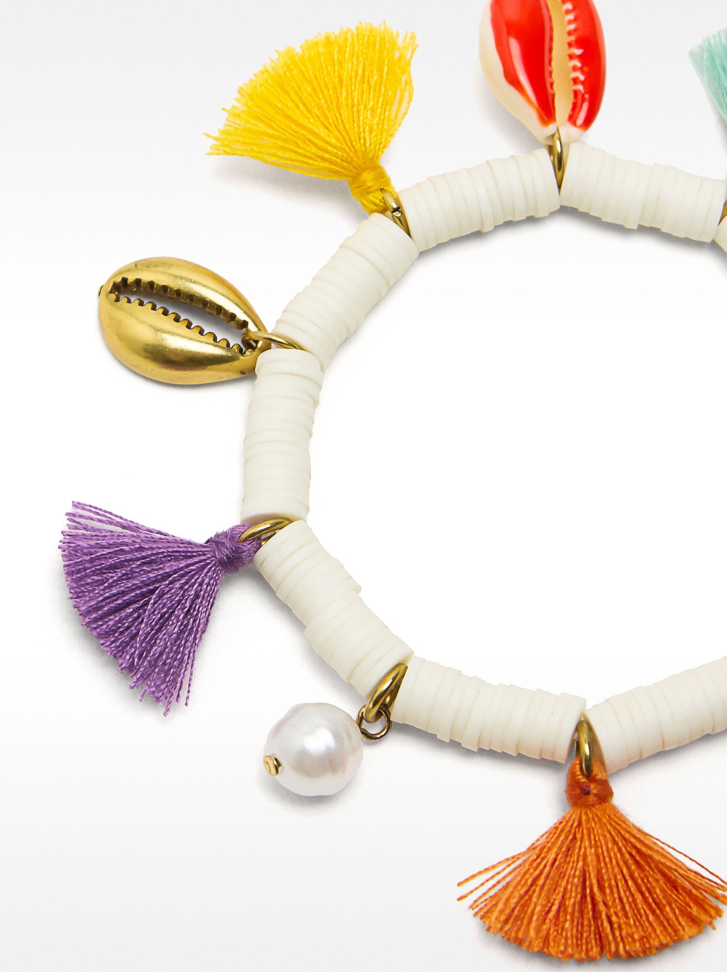 Bracelet With Shells And Multicolor Tassels