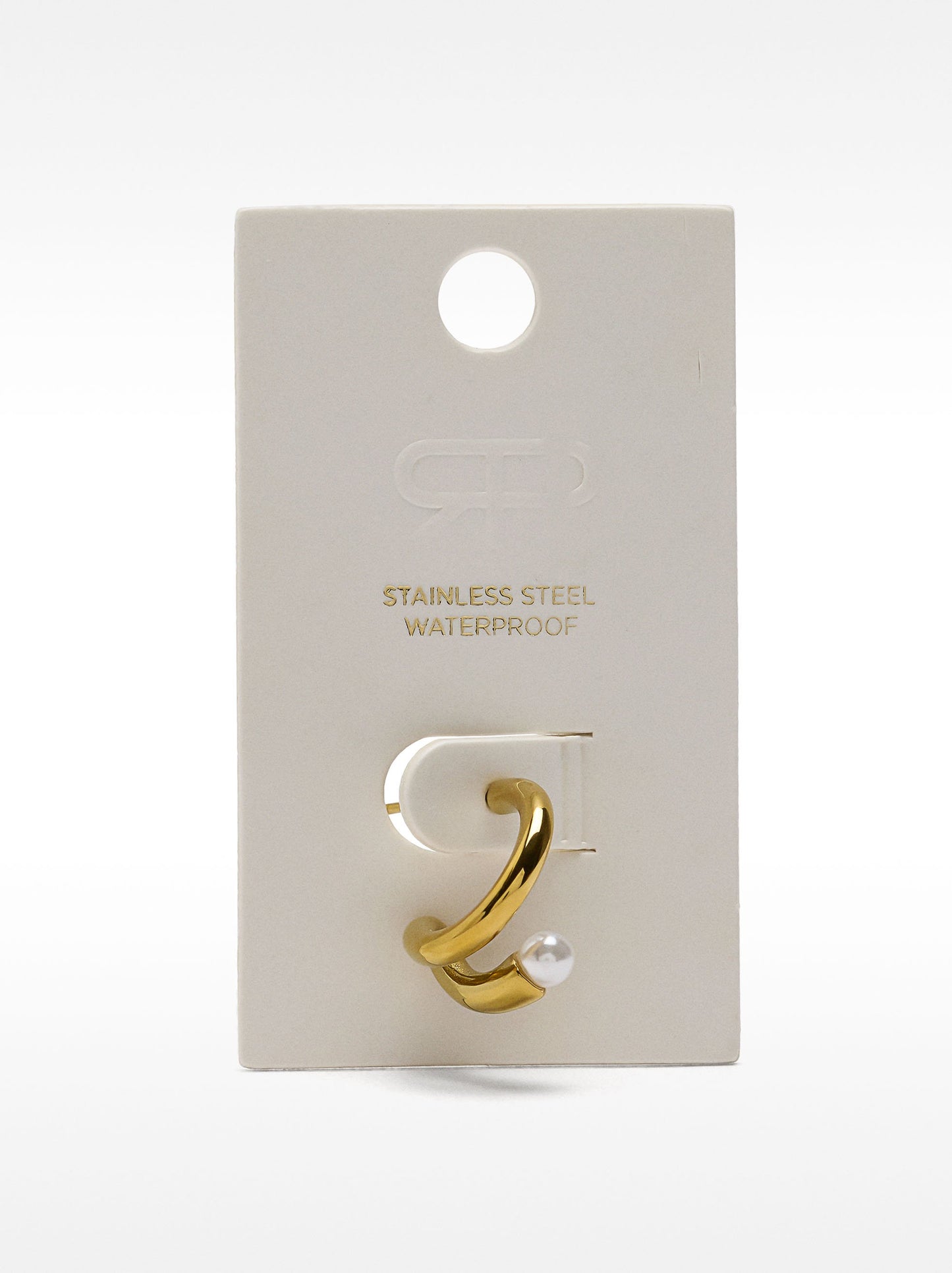 Single Hoop Earring With Pearl - Stainless Steel