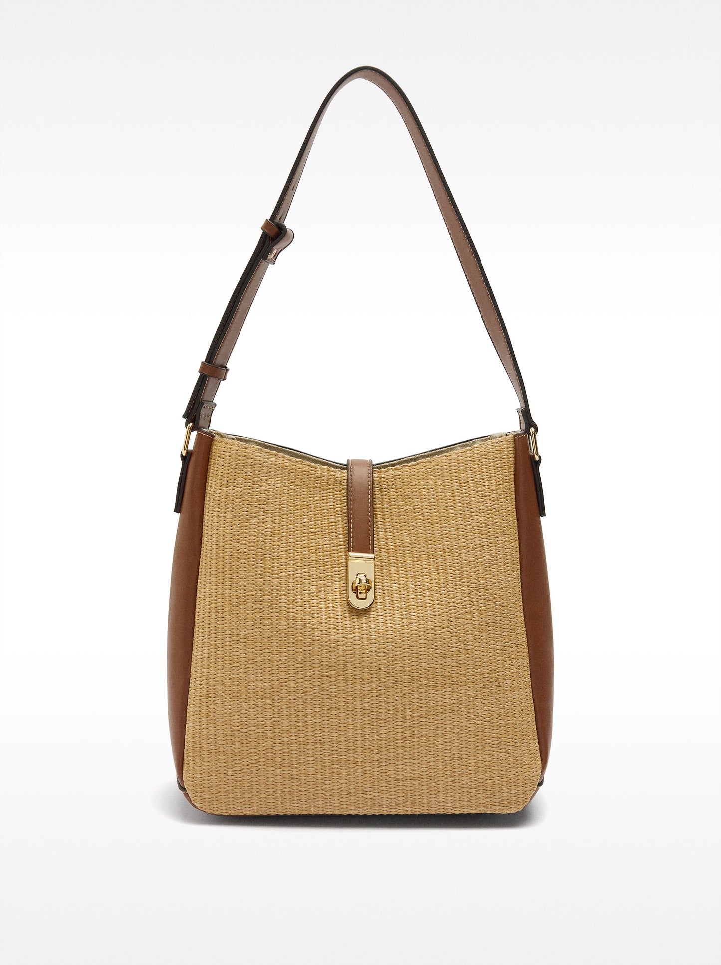 Shoulder Bag With Straw Effect