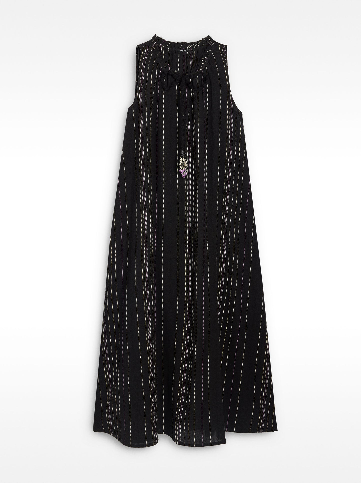 Long Dress With Multicolor Topstitching