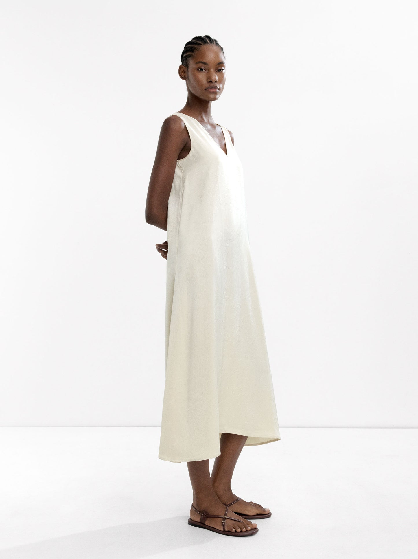 Wrinkled Effect Midi Dress