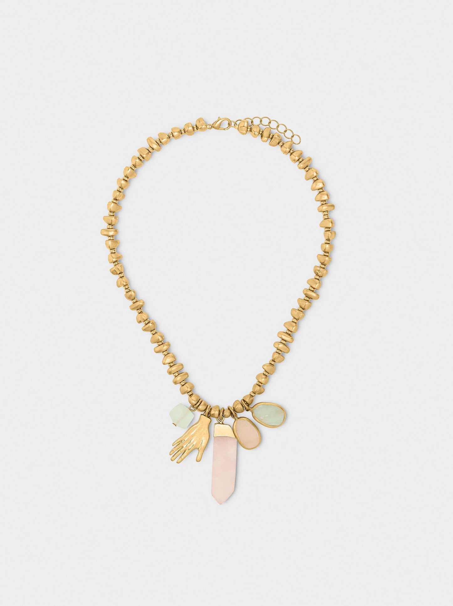 Necklace With Hand And Stone Pendants