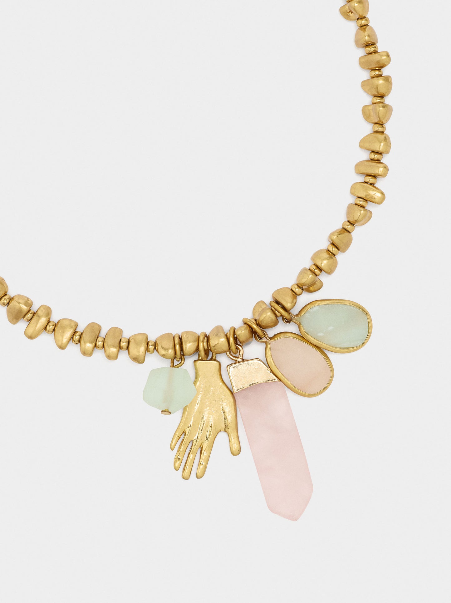 Necklace With Hand And Stone Pendants