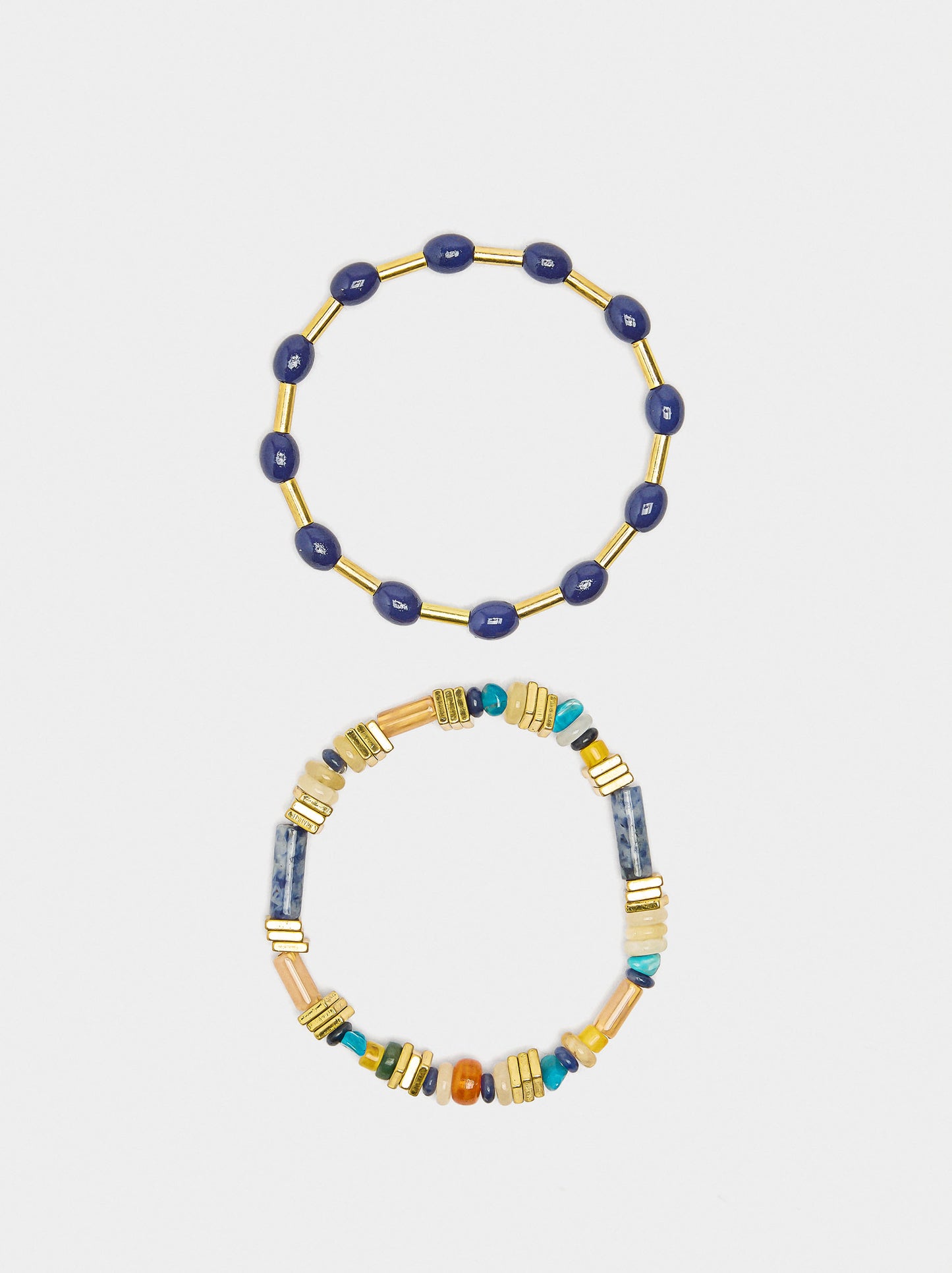 Set Of Elastic Bracelets With Stones