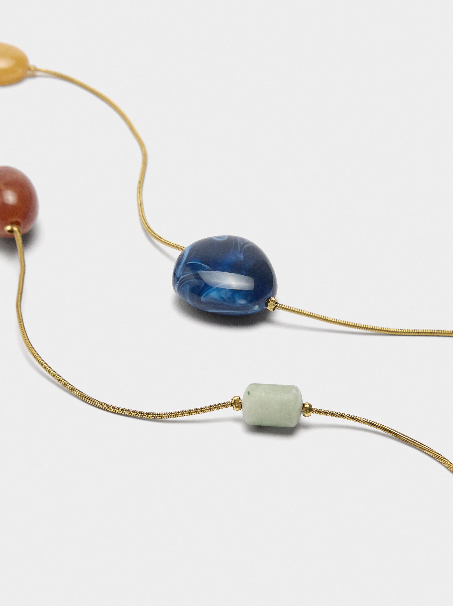 Long Necklace With Stone And Resin