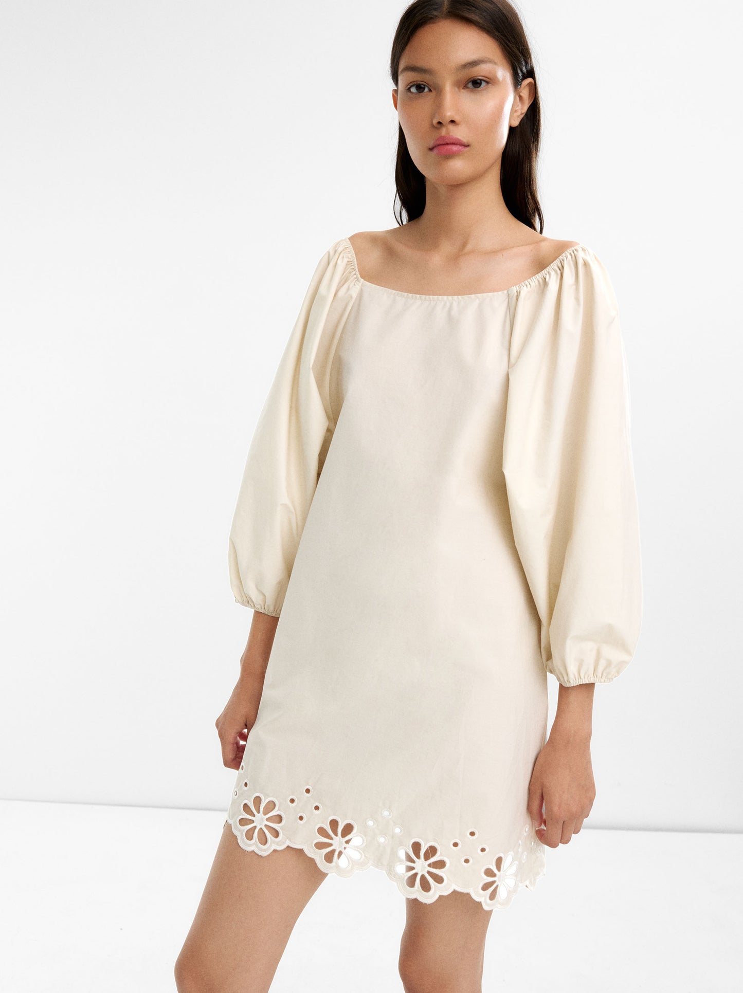 Short Dress With Embroidery 100% Cotton