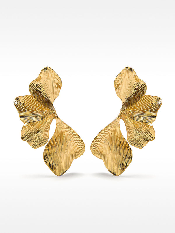 Maxi Flower Earrings With Embossed