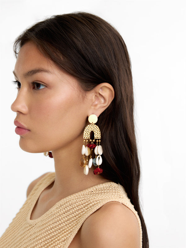 Maxi Earrings With Shells And Stones