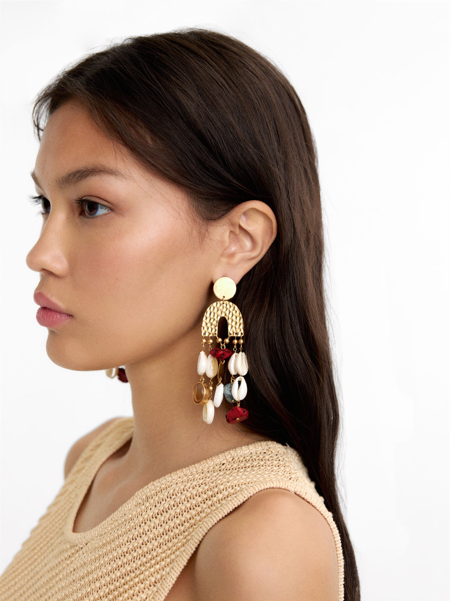 Maxi Earrings With Shells And Stones