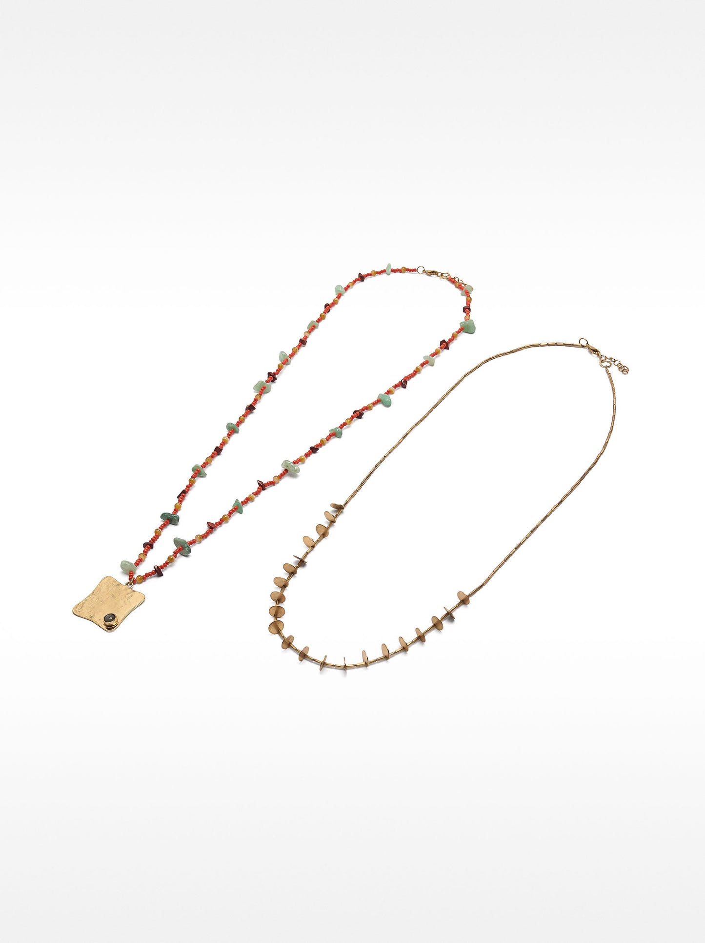 Set Of Necklaces With Stones And Glass Beads