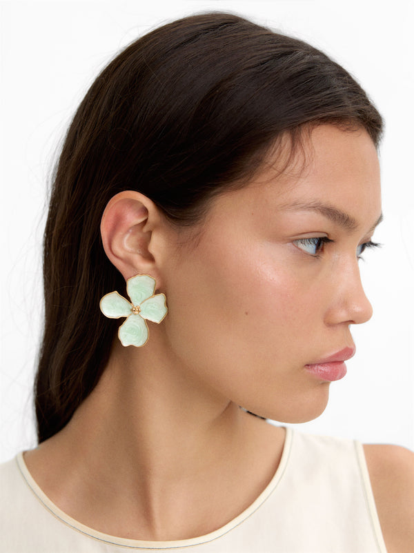 Maxi Flower Earrings With Enamel