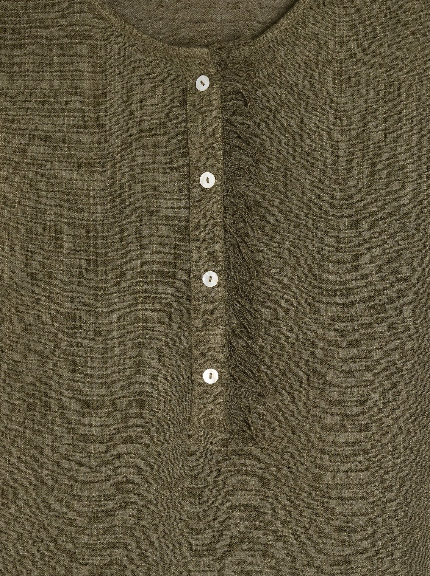 Linen-Blend T-Shirt With Buttons