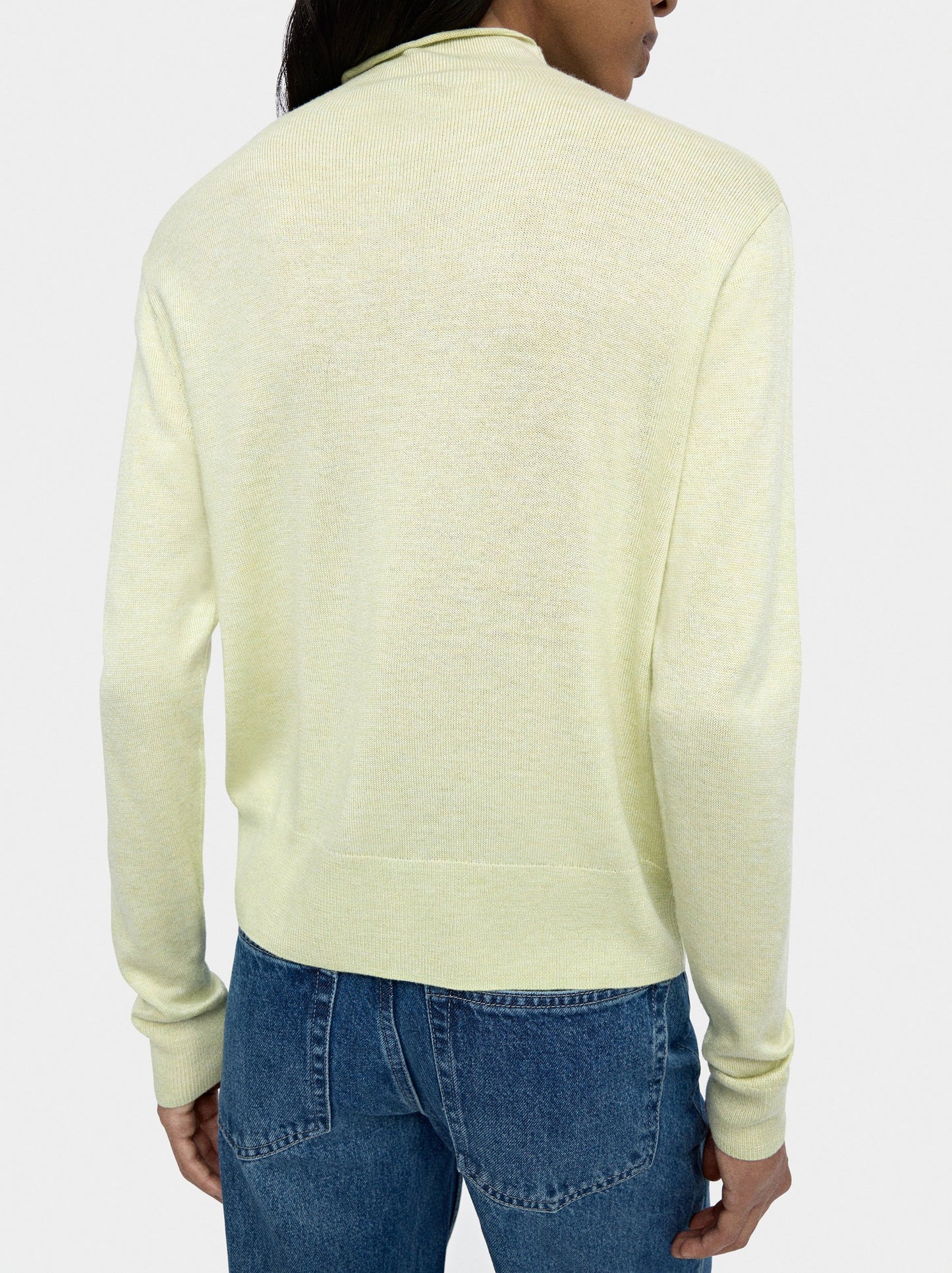 Knit Mesh Cardigan With High Neck