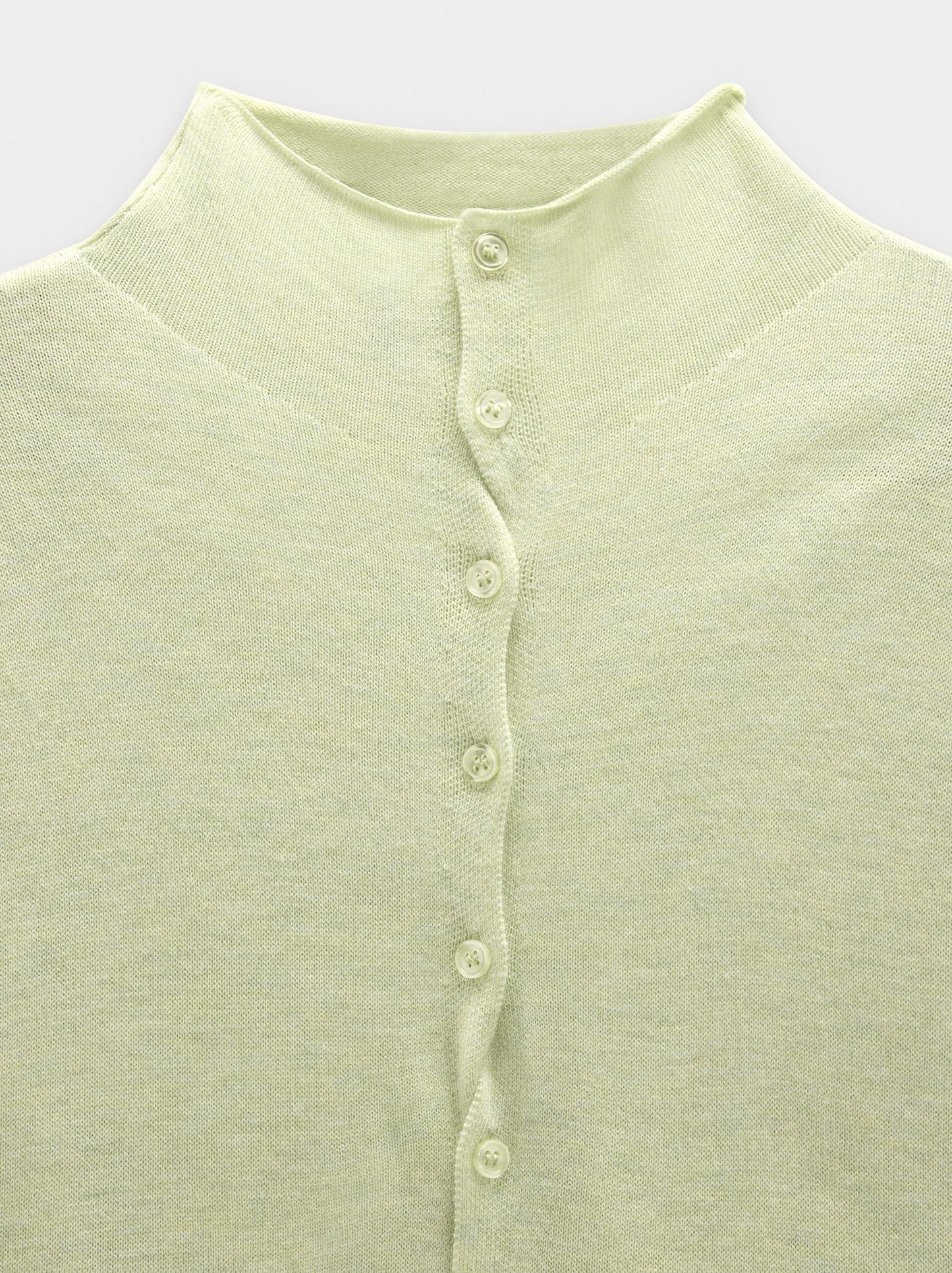 Knit Mesh Cardigan With High Neck