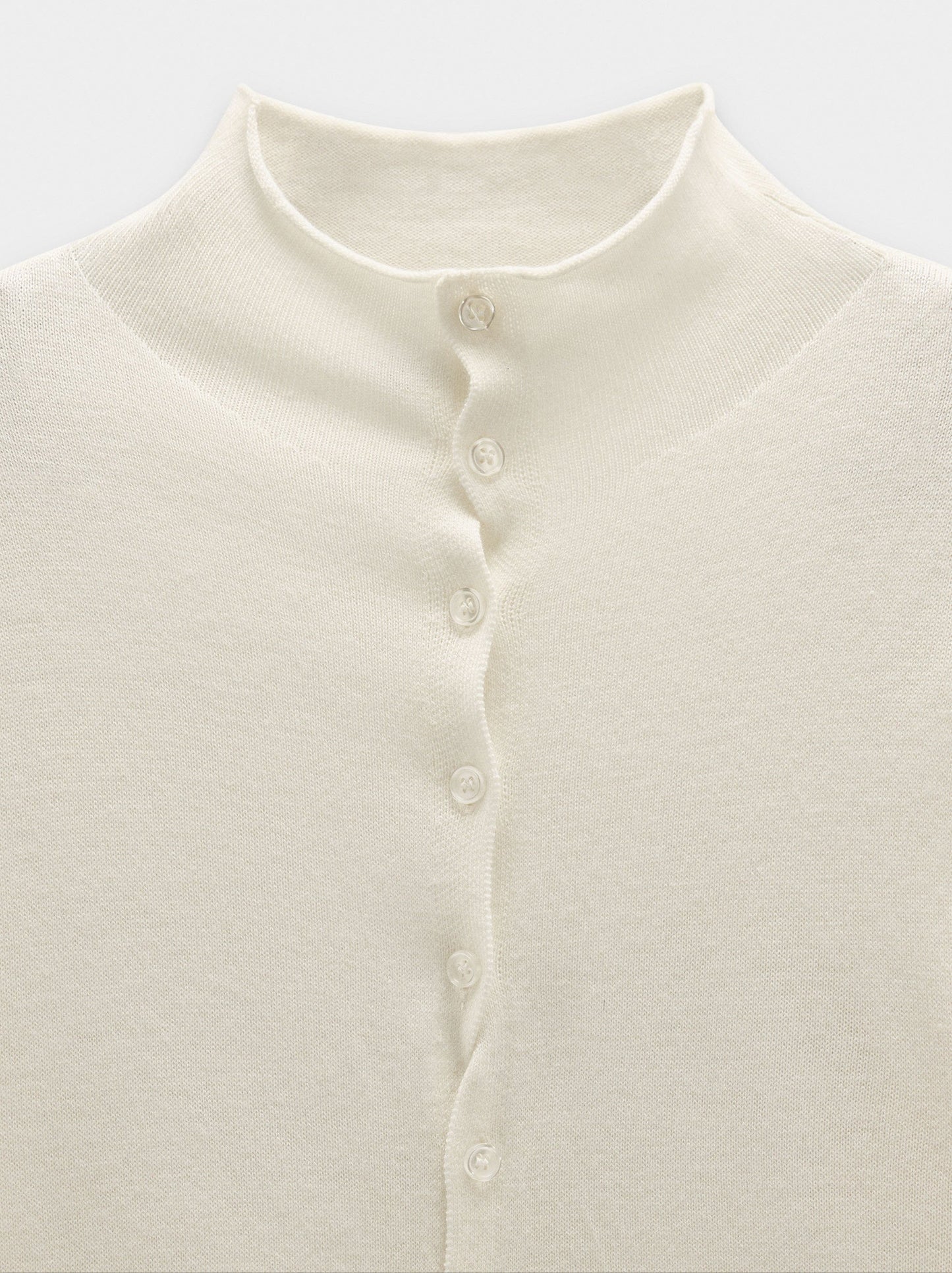 Knit Mesh Cardigan With High Neck